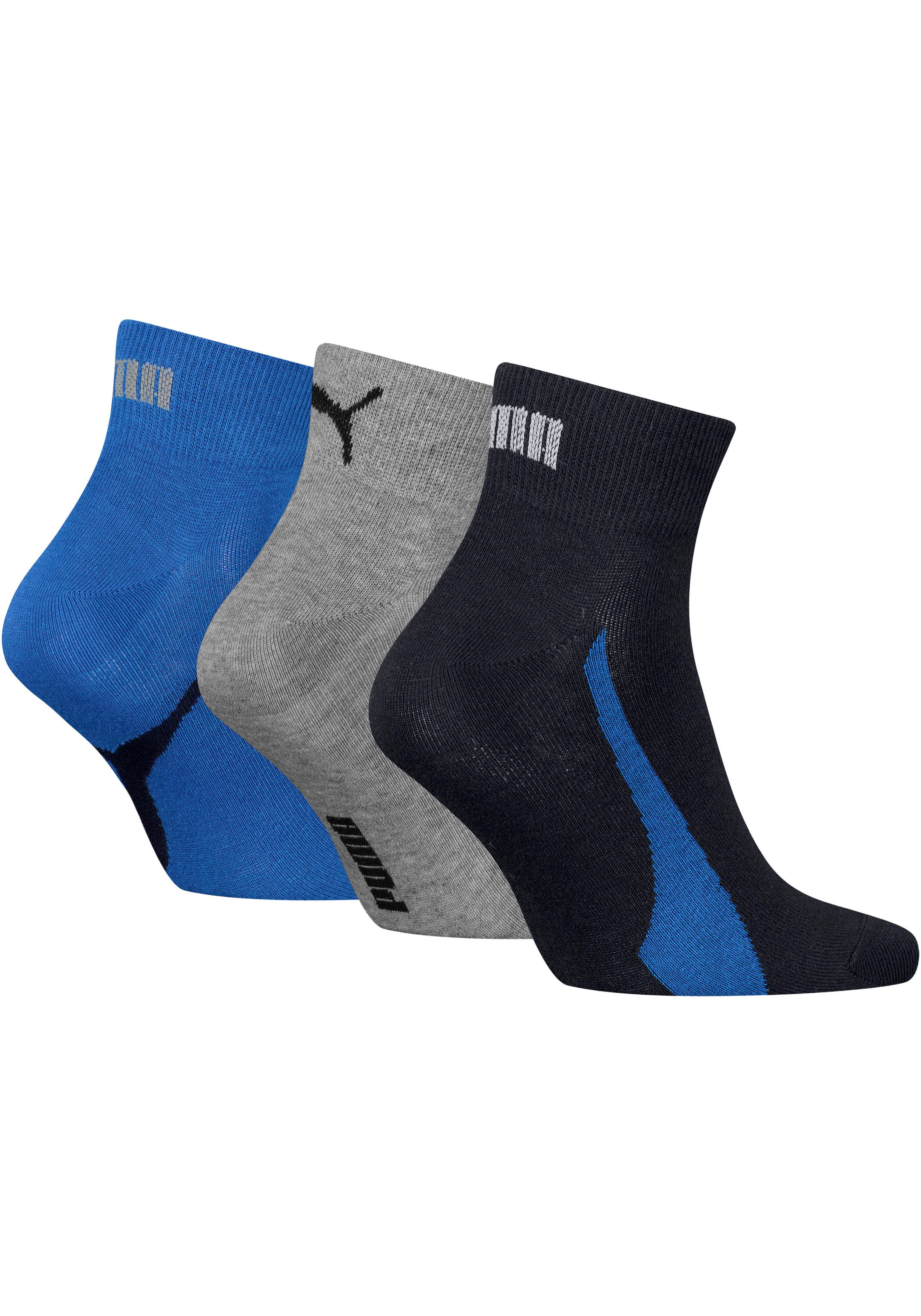 PUMA Kurzsocken PUMA UNISEX LIFESTYLE QUARTER 3P (3-Paar, 3 Paar) mit kurzem geripptem Schaft