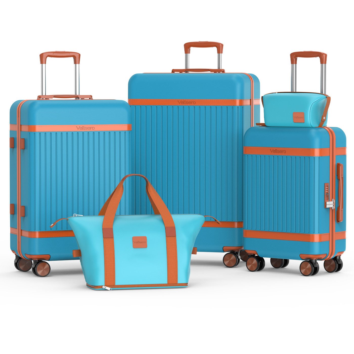 VALLSERO Trolleyset Hartschalen-Koffer set (M, L,XL) Rollkoffer, Reisekoffer, Handgepäck 4 Rollen, ABS-Material, TSA Zollschloss