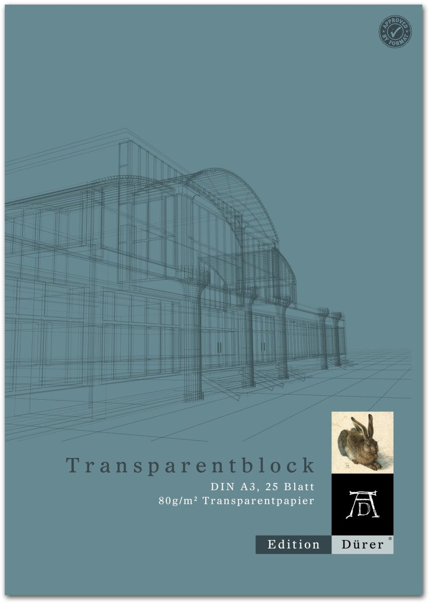 Zeichenpapier Transparentpapier A3 80g/qm Block mit 25 Blatt