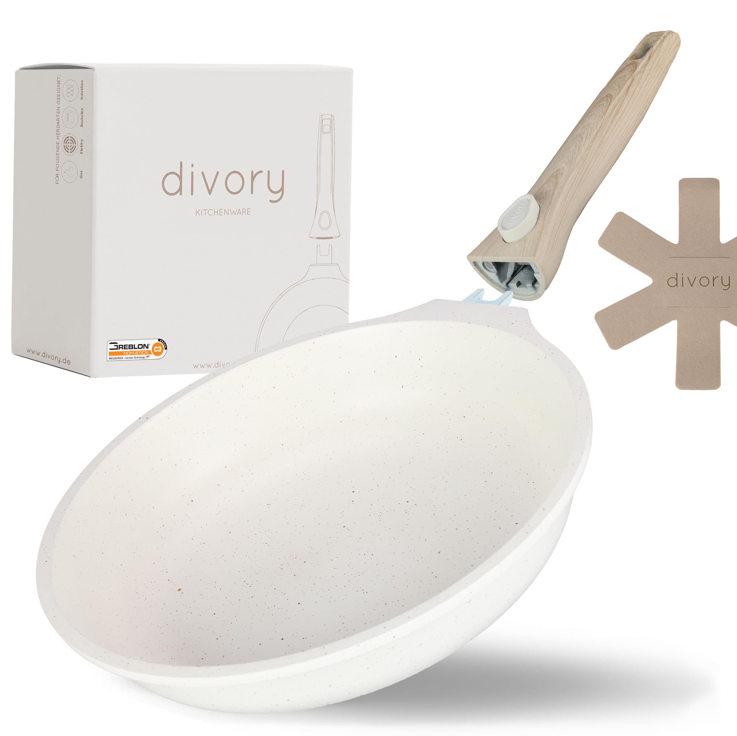 divory Bratpfanne Abnehmbarer Griff, Induktion, beschichtet, Aluminium, Aluminium, Pfanne mit Pfannenschoner - Induktionspfanne