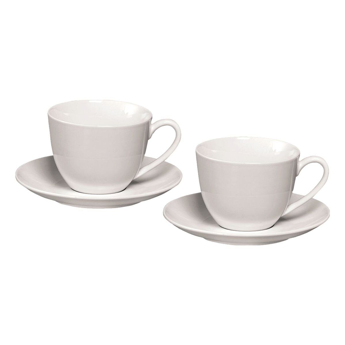 Ritzenhoff & Breker Cappuccinotasse Bianco, 2-tlg., Porzellan, 300 ml, 2 Tassen/ Untertassen, spülmaschinengeeignet