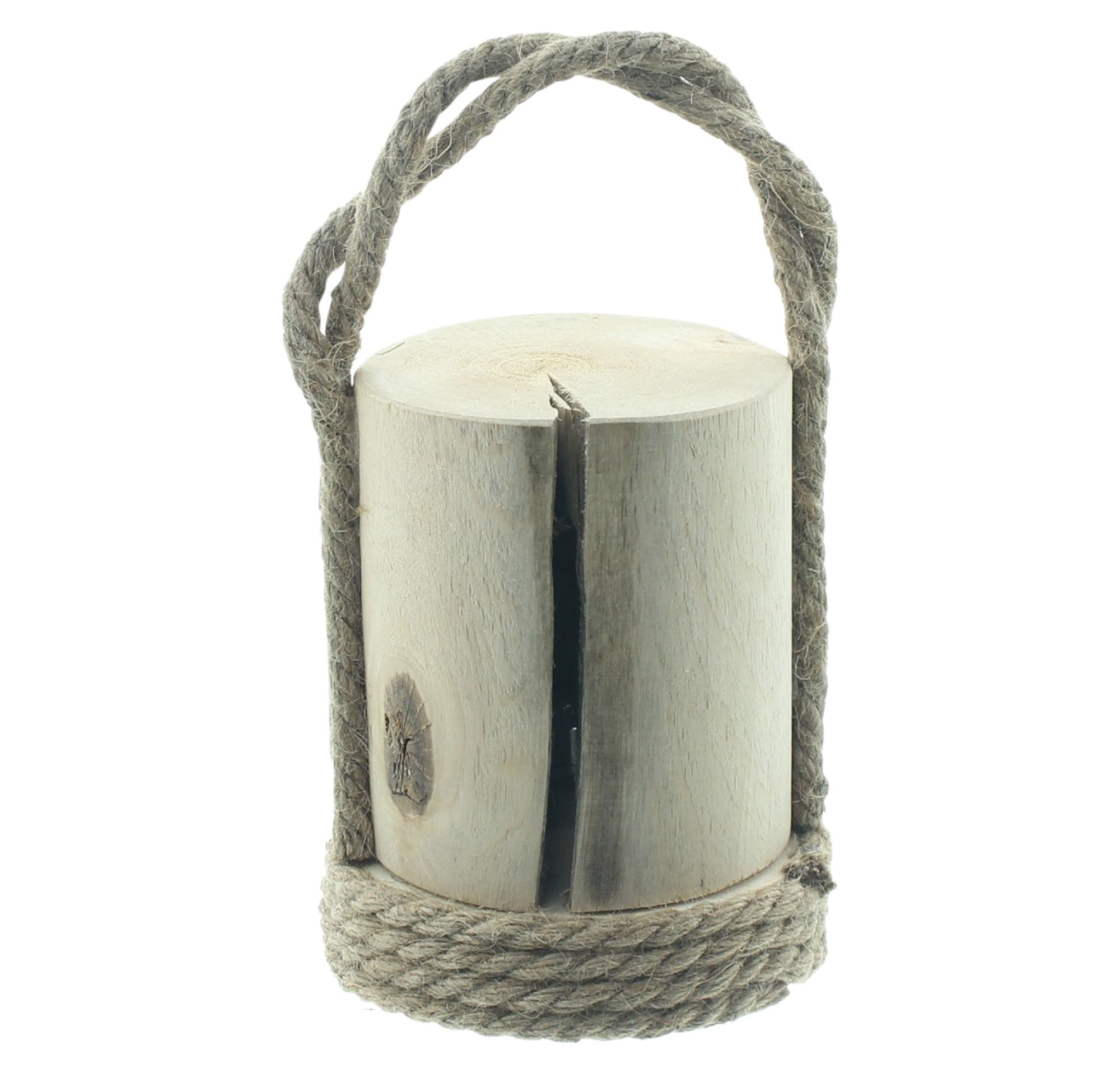 Dekoleidenschaft LED Laterne "Wood" Holzblock mit Beleuchtung, Hängelaterne Holz Laterne 14 cm hoch, LED fest integriert