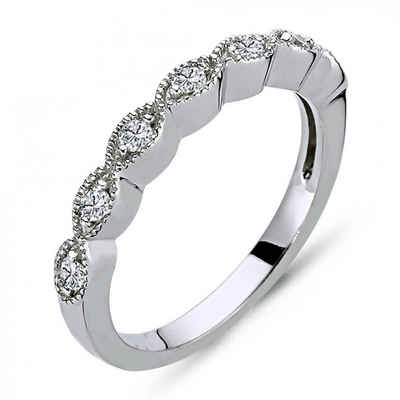 EinStein Diamant Verlobungsring Vorsteckring Allianzring 0,18 Carat 7 Diamanten 14 Karat Weißgold
