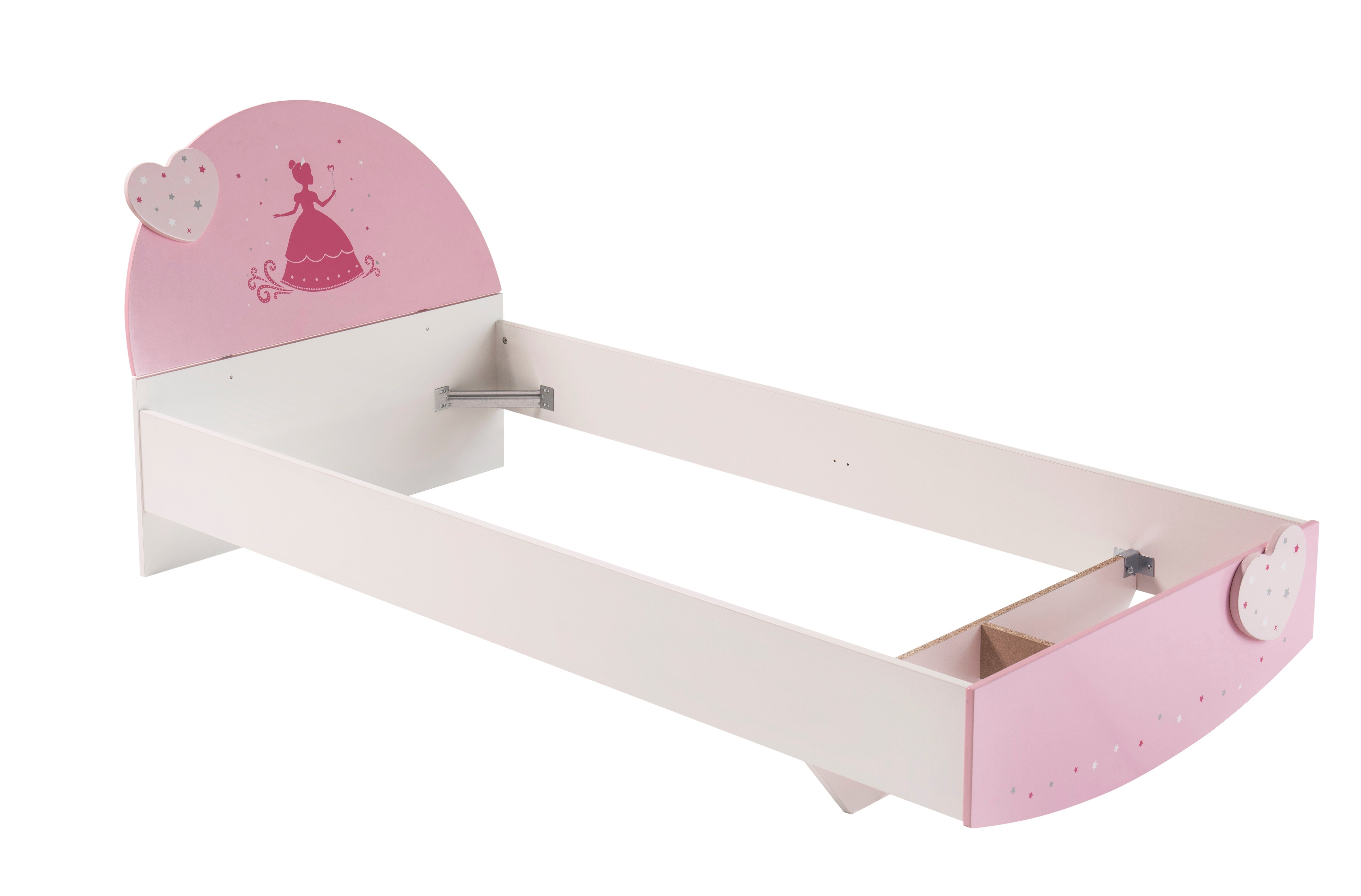 habeig Kinderbett Kinderbett Herzen Mädchen Prinzessin 90 x 190 cm Holz Kinderzimmer