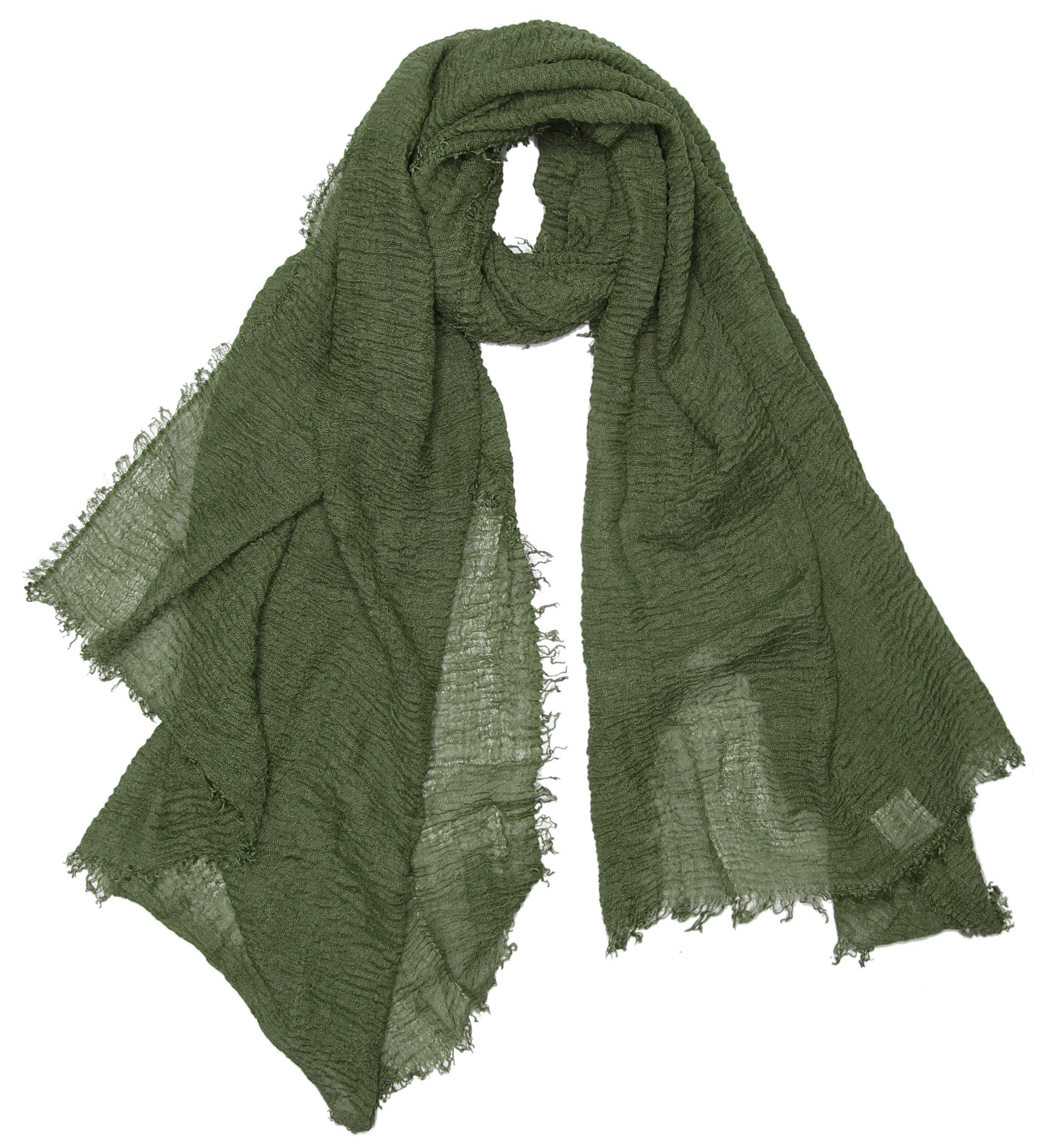 dy_mode Modeschal Damen Schal in Unifarben Halstuch Schultertuch Weicher Stoff, feine Fransen