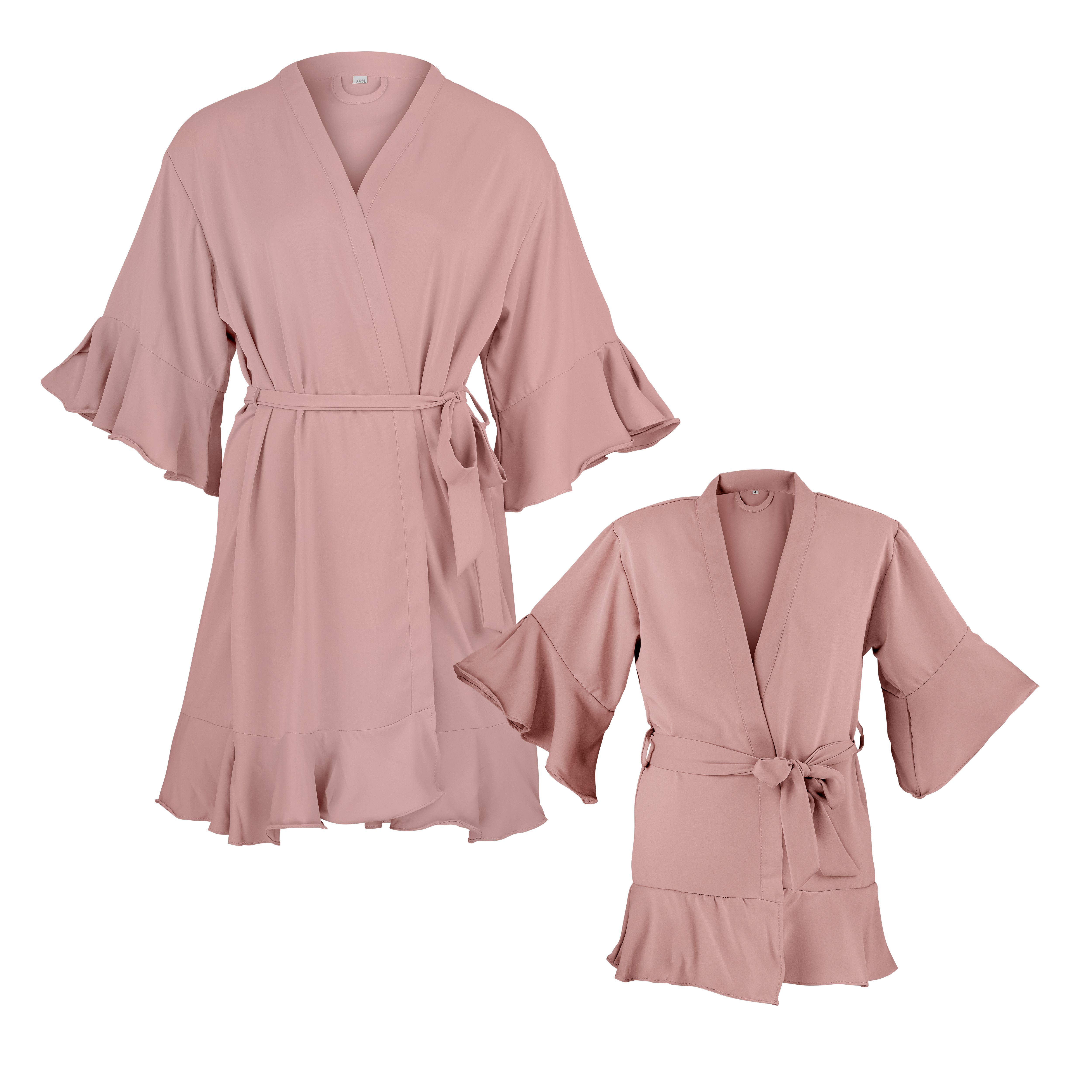 shopandmarry Kimono Kimono für Mutter und Tochter “ruffles”, Kimono-Kragen, Bindegürtel, Mini Me Set