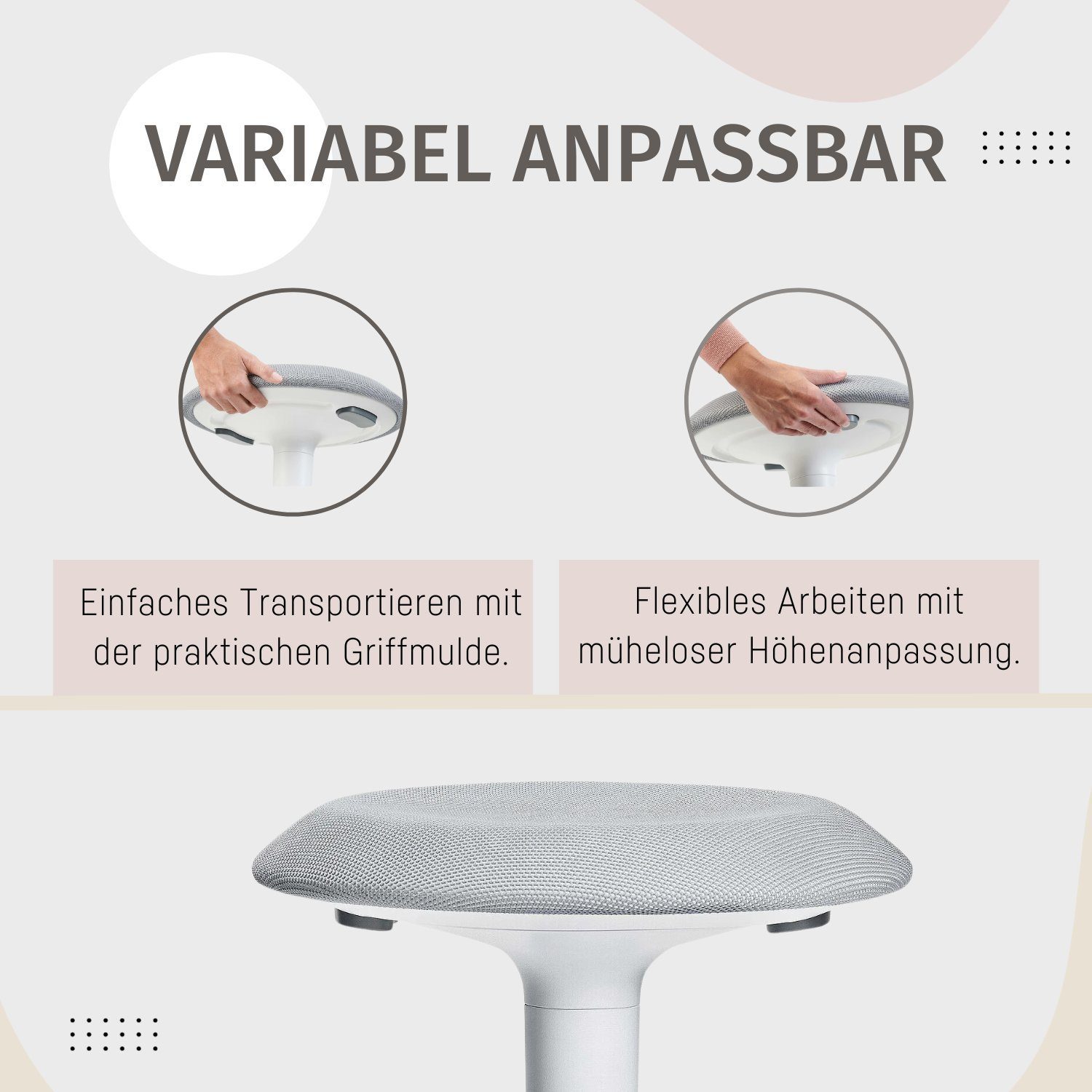 Ergonomischer sedus se:fit Gummifuß, Stehhocker, 53-80 Nutzergewicht cm Arbeitshocker 110 Schwarz Höhenverstellbar, kg max.