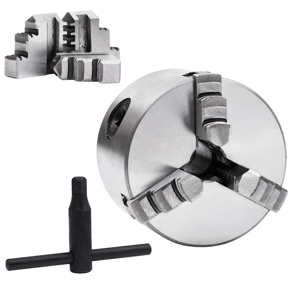 vidaXL Schraubstock 3-Backen-Drehfutter Selbstzentrierend 80 mm Stahl K11 80, 1-St.