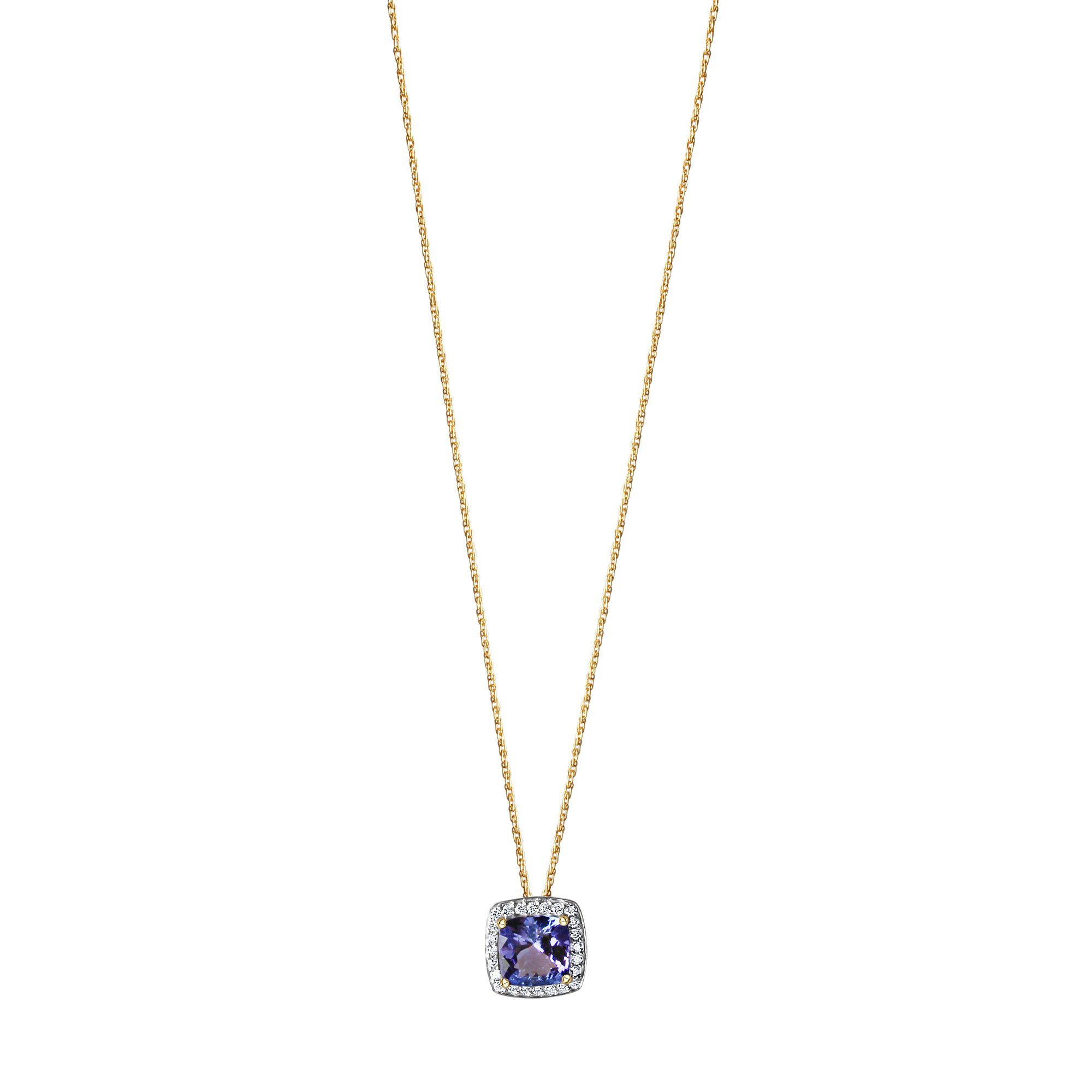 Kette mit Anhänger 585/- Gelbgold bicolor mit Tansanit und Brillanten