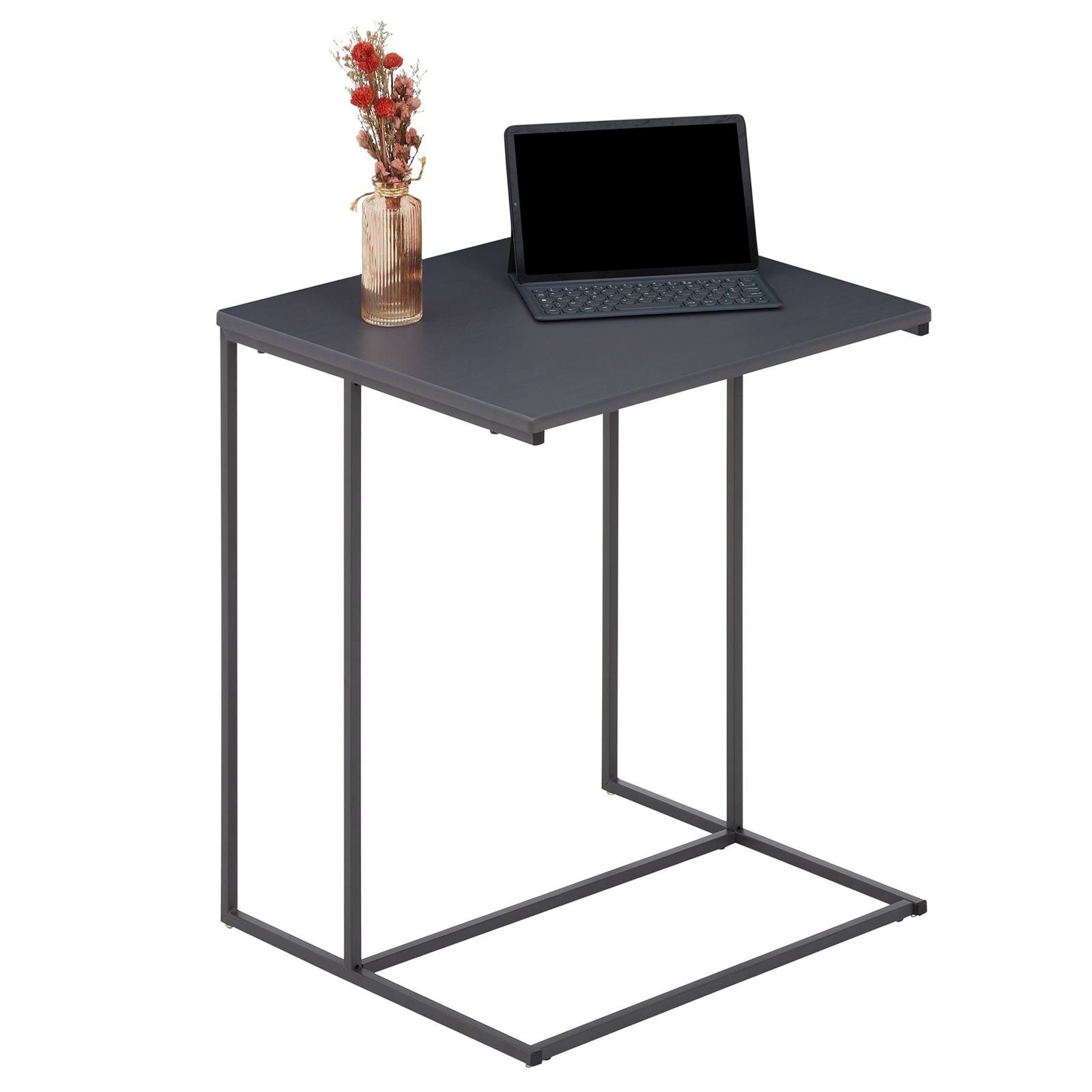 IDIMEX Beistelltisch VITORIO, Beistelltisch Wohnzimmertisch Couchtisch Sofatisch C-FORM modern Metal grau/grau | Ablagetische