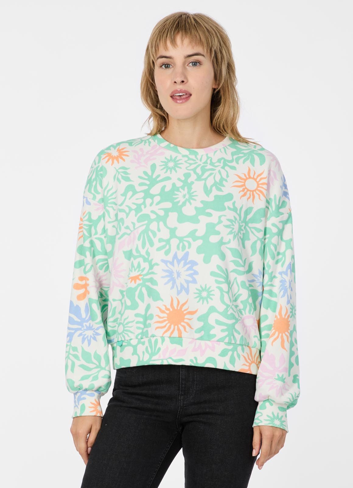 Ragwear Sweatshirt WUSS PRINT Elastische Baumwollmischung und softem Finish mit Allover-Print