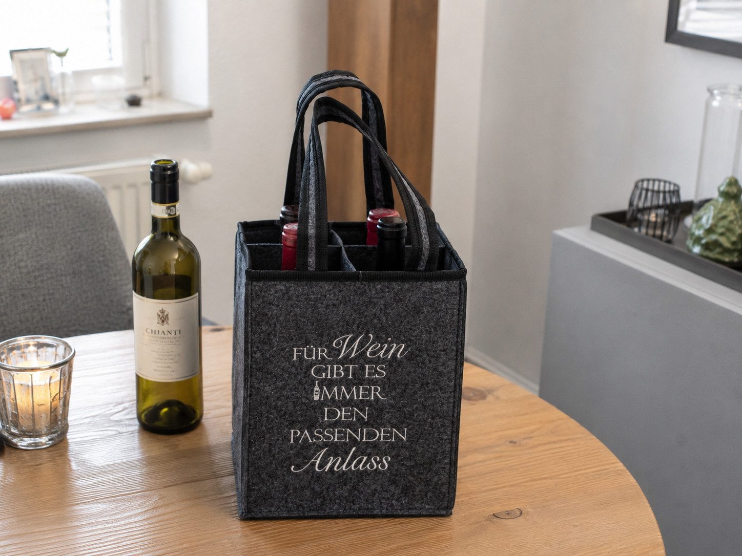 MF Weinflaschenhalter Weinflaschenhalter Filz Tragetasche Vino Anlass 4 Flaschen, (1-St)