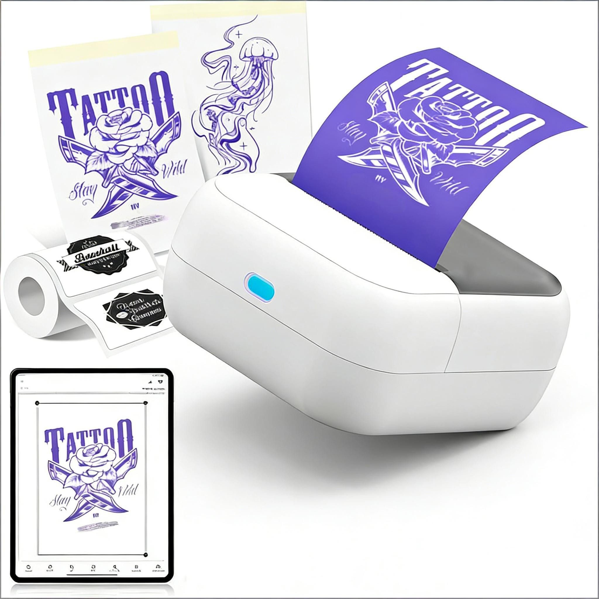 Luckice Tragbarer Thermodrucker Mini-Drucker Schablonendrucker Etikettendrucker, (Barcode-Drucker, Fotodrucker mit Bluetooth-Verbindung, große Auswahl an Grafik- und Textvorlagen)