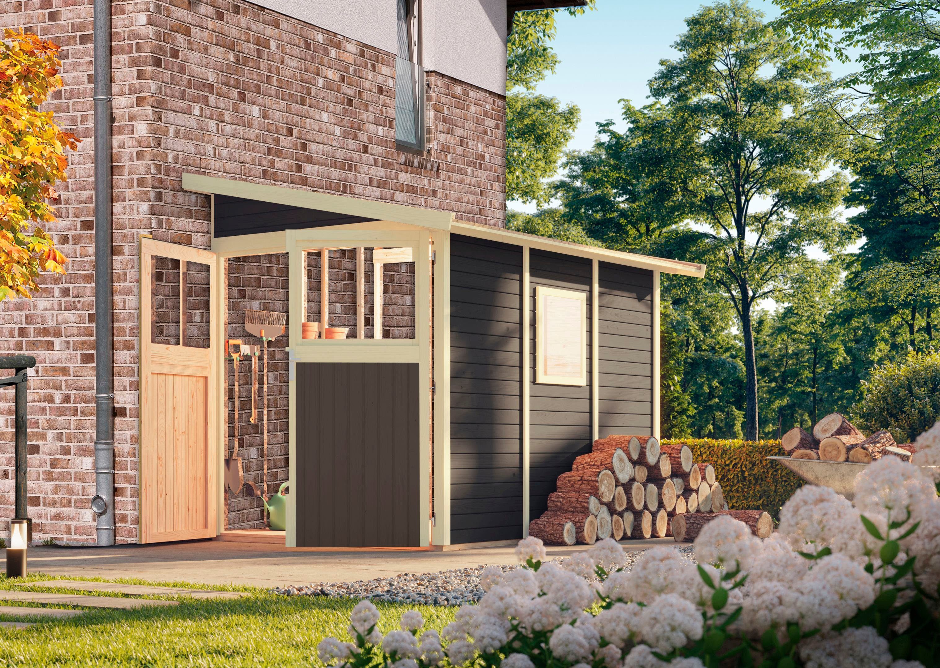 Karibu Gartenhaus Wurmberg 3, BxT: 200x320 cm, terragrau oder naturbelassen