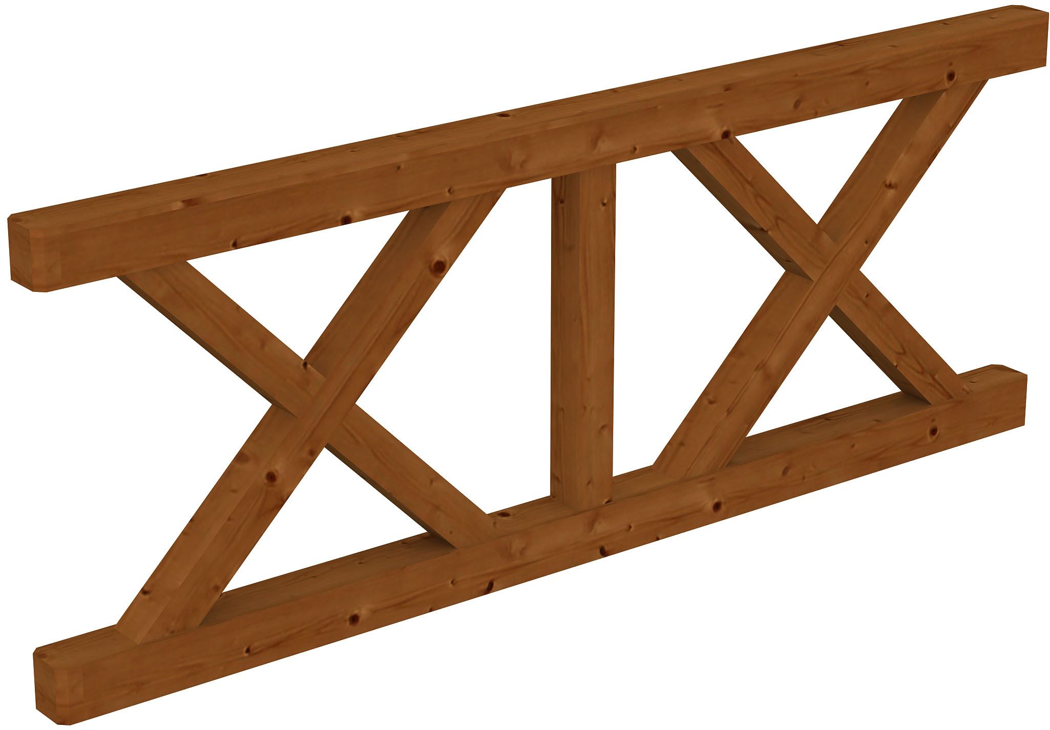 Skanholz Brüstungsgeländer Andreaskreuz, 220 cm Länge, 84 cm Höhe, für die Front