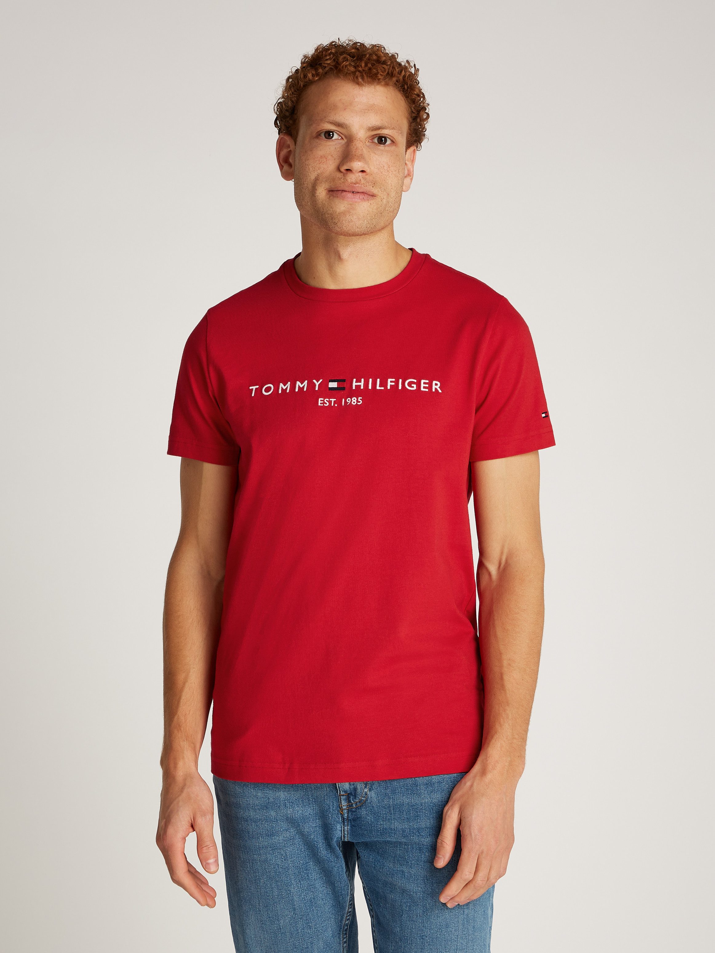 Tommy Hilfiger T-Shirt TOMMY LOGO TEE aus reiner, nachhaltiger Baumwolle günstig online kaufen