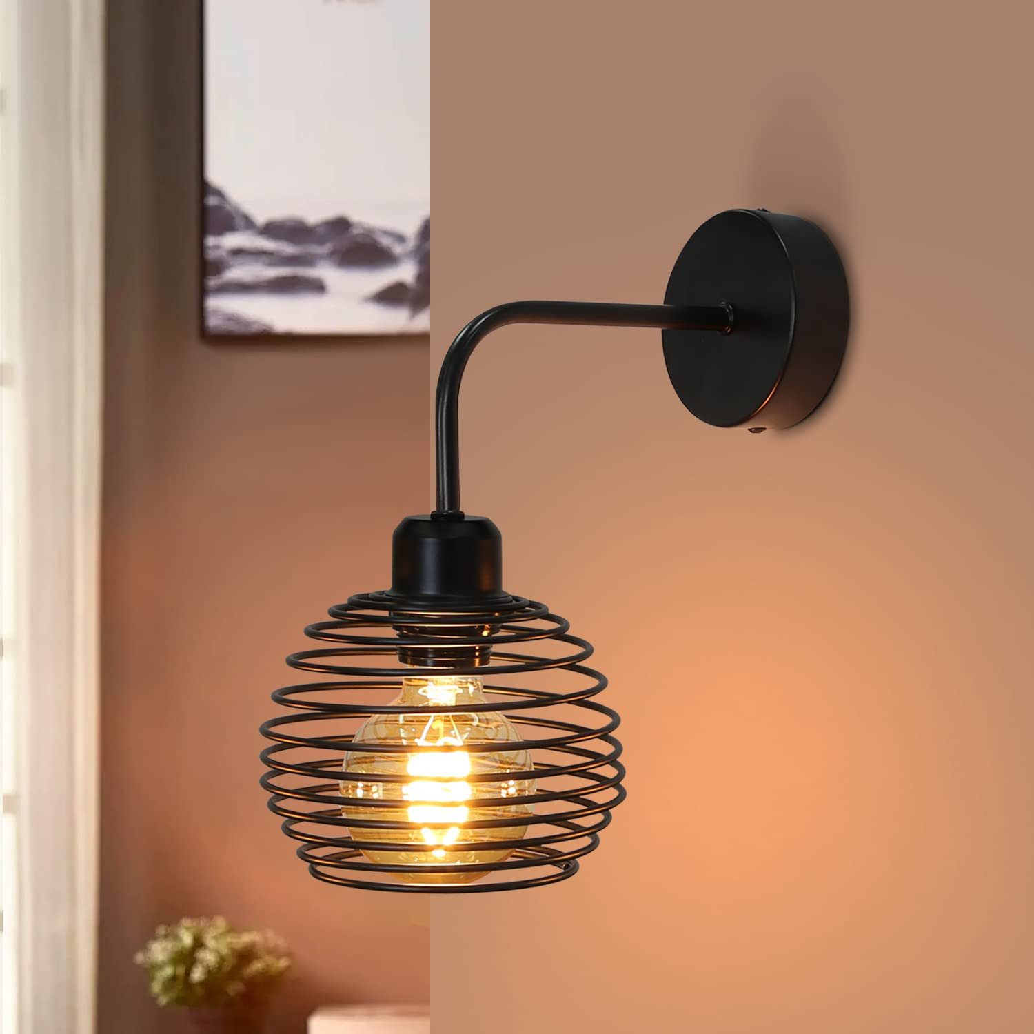 Nettlife Wandleuchte InnenSchwarz Flur Vintage E27 günstig online kaufen