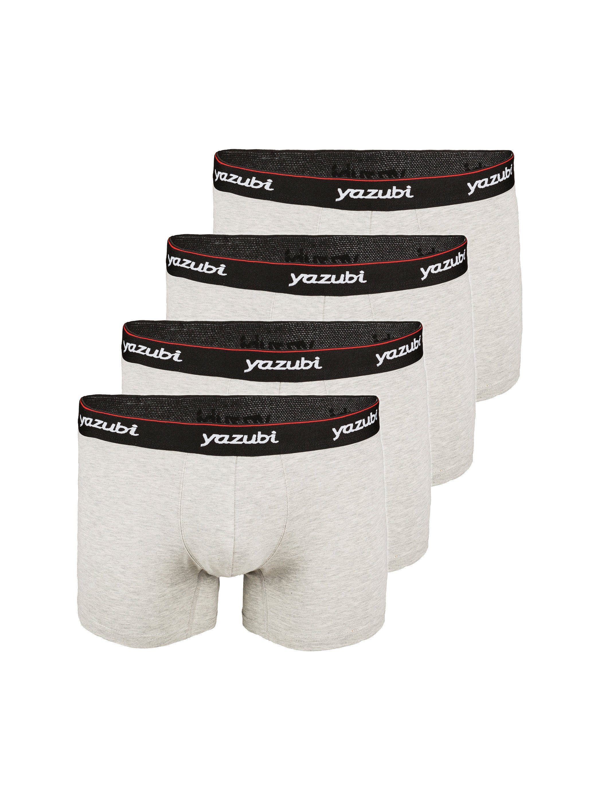 Yazubi Boxershorts Yazubi im melange 4er-Pack) Baumwoll (Spar-Packung, 4-Pack - long (grey Grau Basic 145002) Unterhosen Trunks 4-St., bequeme