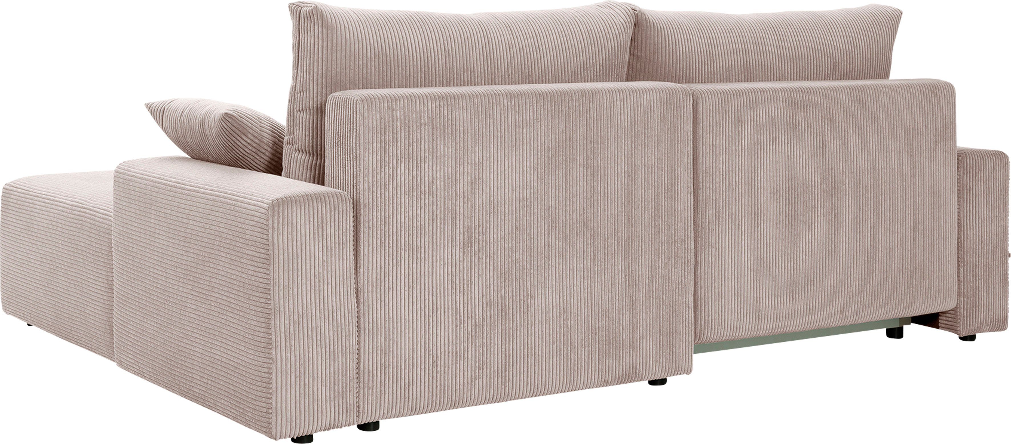 Cord-Farben Orinoko, in Ecksofa verschiedenen Bettkasten Bettfunktion exxpo sofa inklusive biege - und fashion