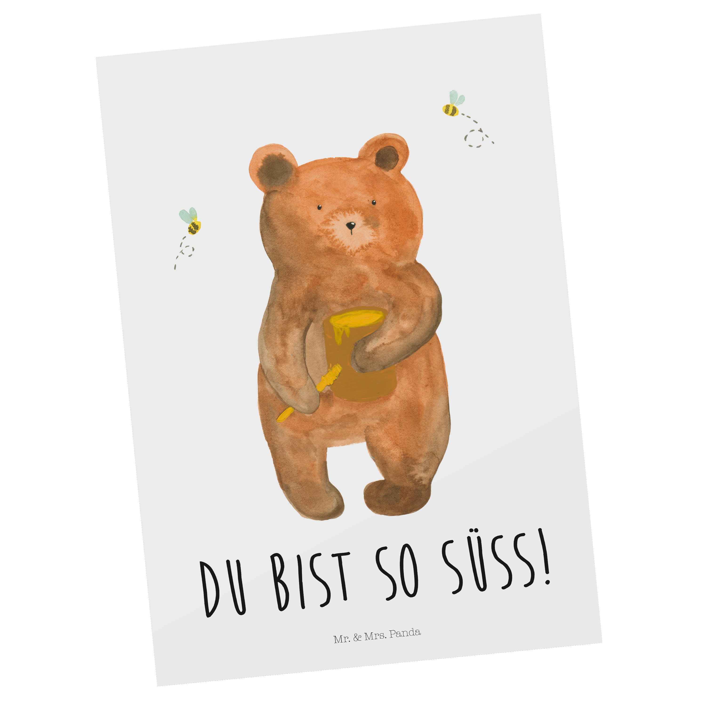 Mr. & Mrs. Panda Postkarte Honigbär - Weiß - Geschenk, Geburtstagskarte, Verliebte, Teddy, Ansic