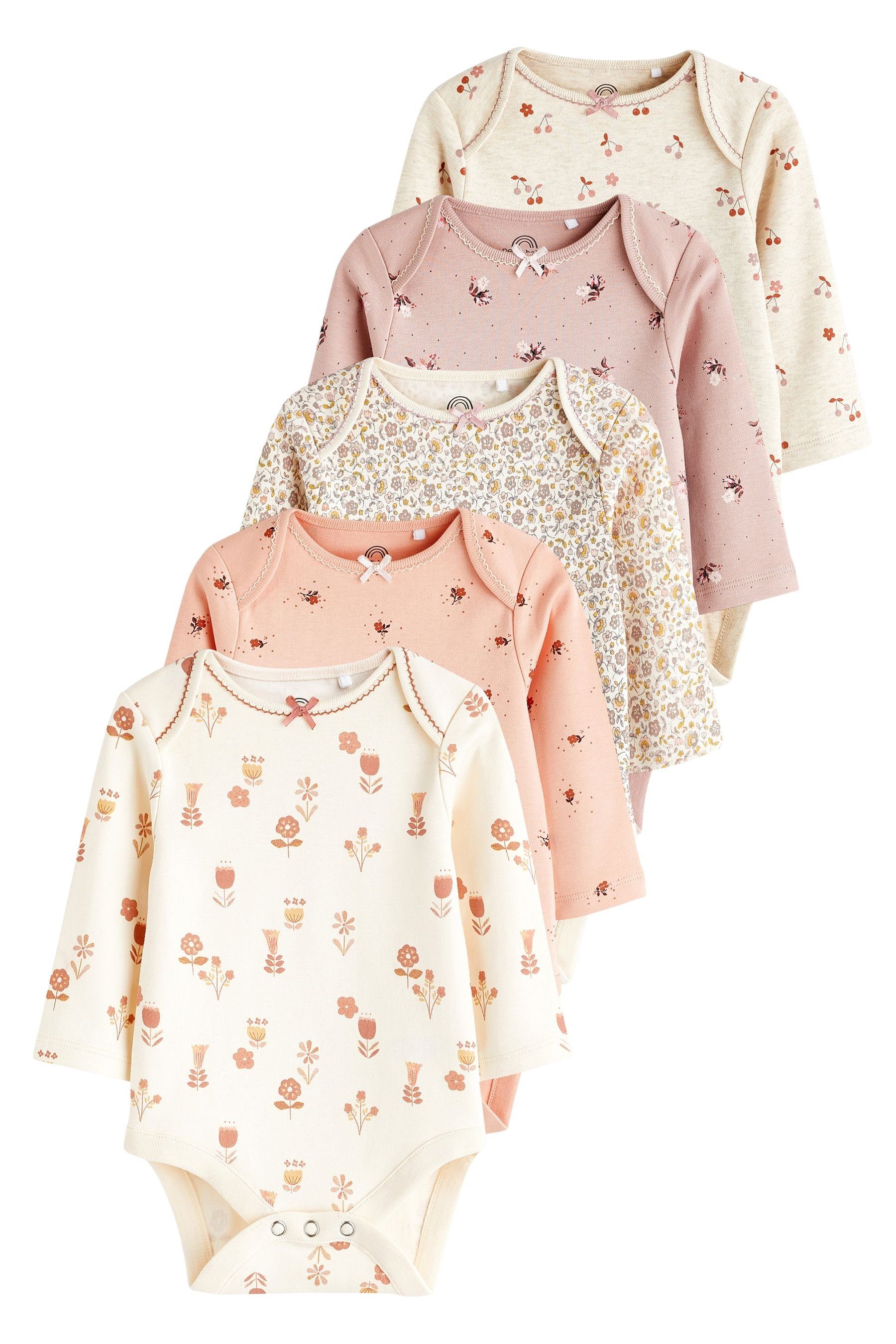 mit langem 5er-Pack Pink/Cream Baby-Bodys Next Langarmbody Arm, (5-tlg)