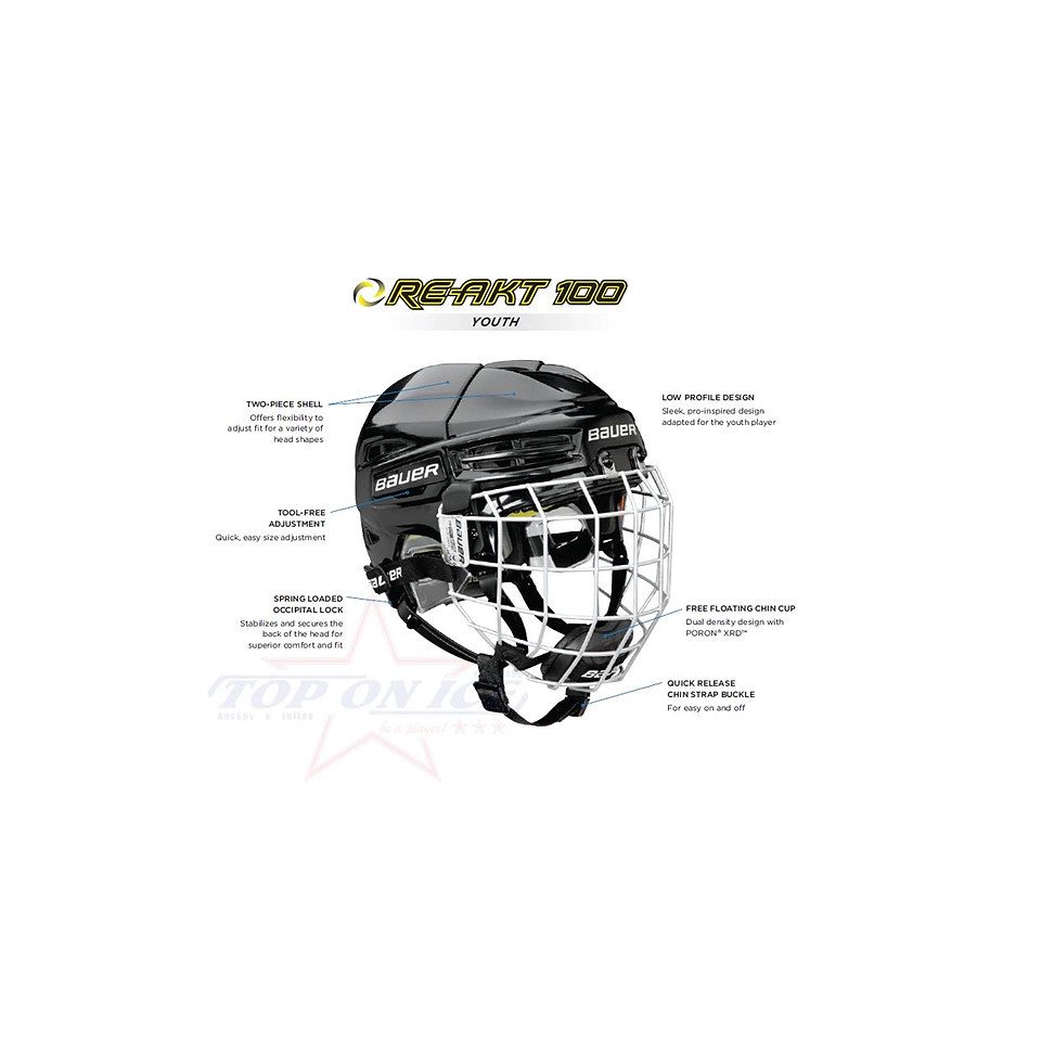 Bauer Eishockeyhelm Helm Bauer RE-AKT 100 Bambini Combo