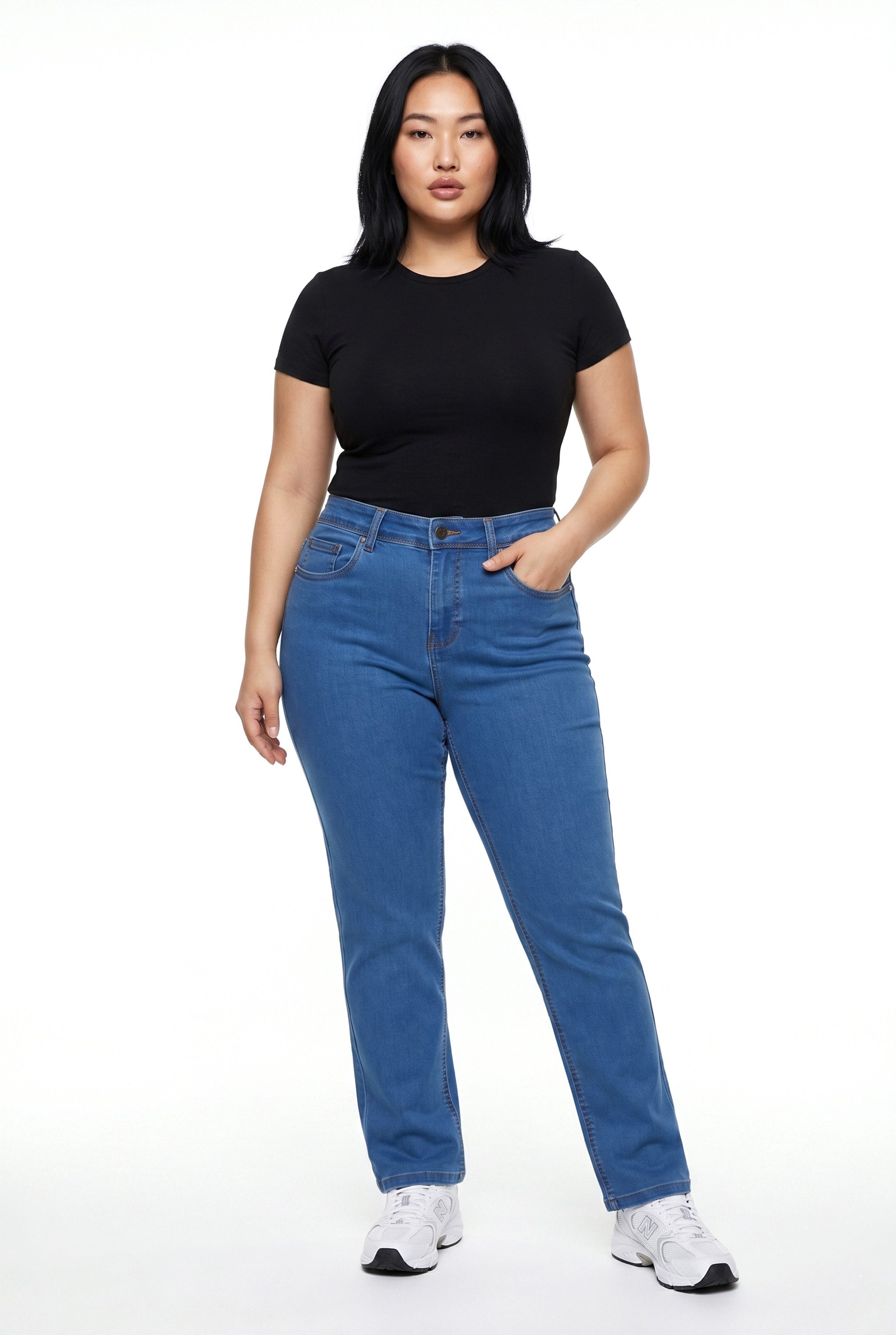 Straight-Jeans Damen Stretch Jeans Damen High Waist Stretch-Jeans Sommer Hose FG14