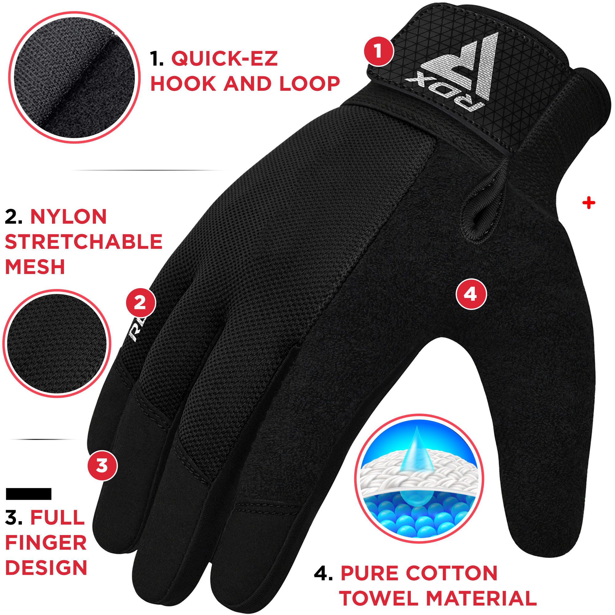 RDX Trainingshandschuhe RDX Fitness Handschuhe Full Finger Frauen Männer Gewichtheben Training – Bild 5 von 5
