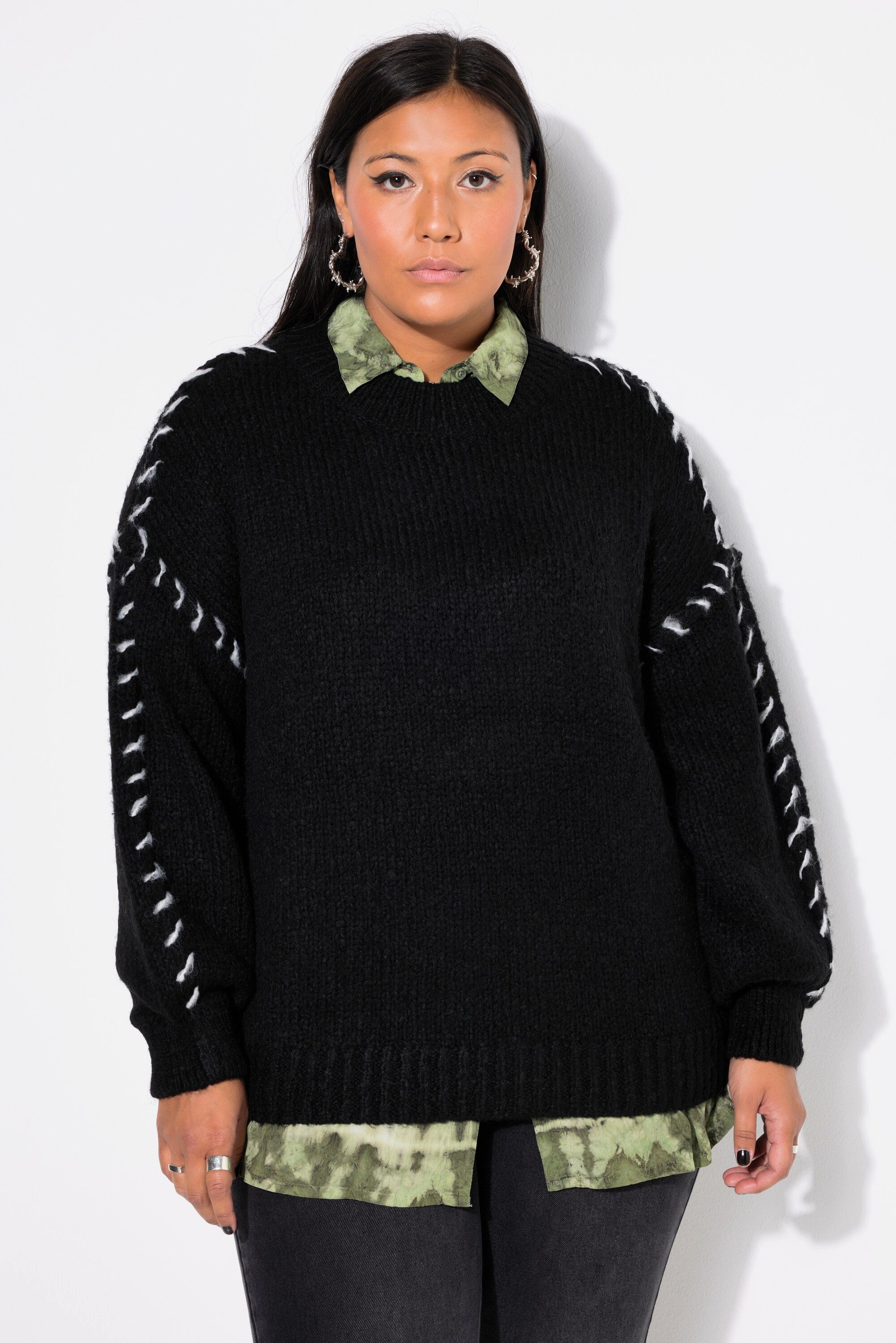 Strickpullover Pullover oversized Colornähte Langarm