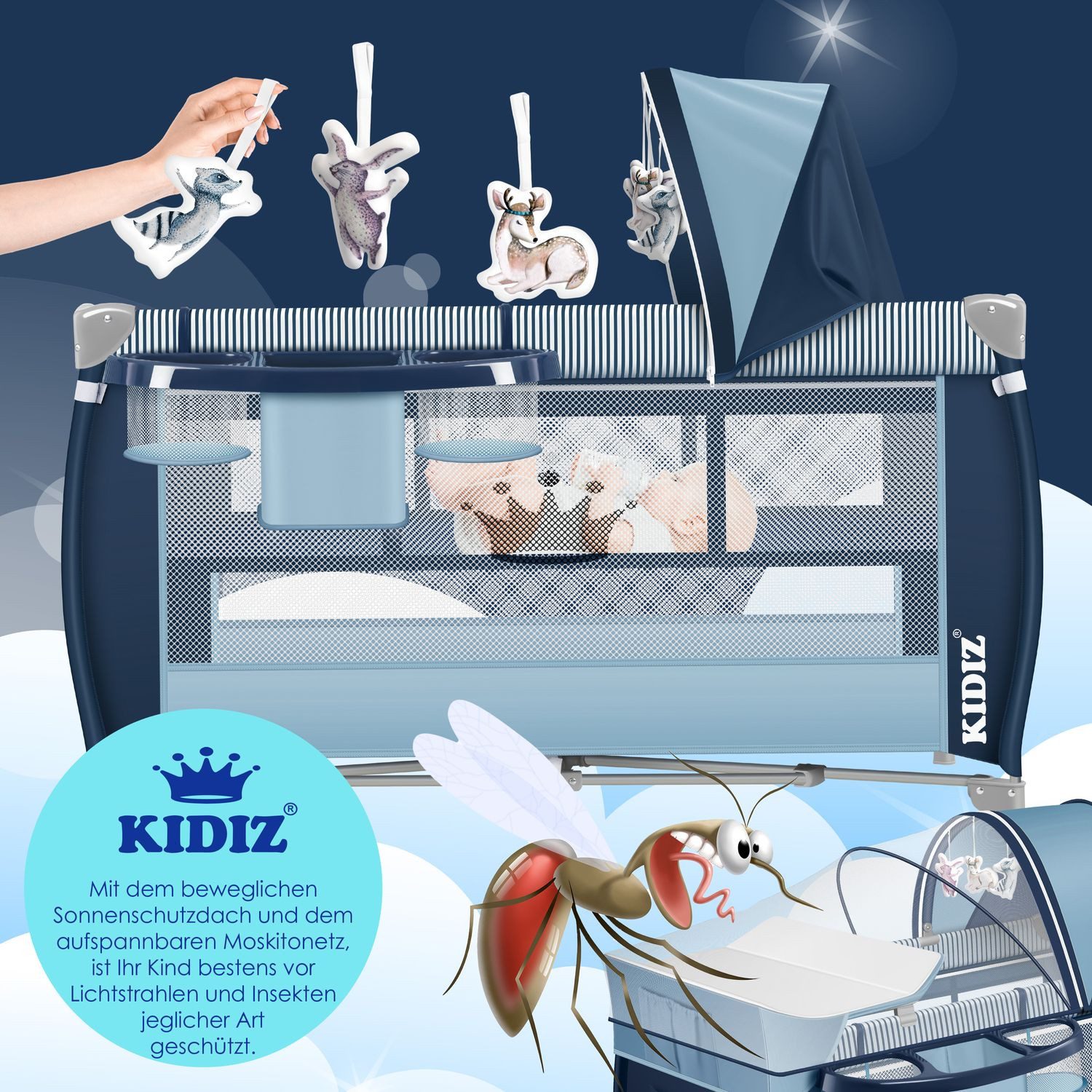 KIDIZ Baby-Reisebett, Babybett in Reisebett Kombi Set Baby Bett mit Wickela günstig online kaufen
