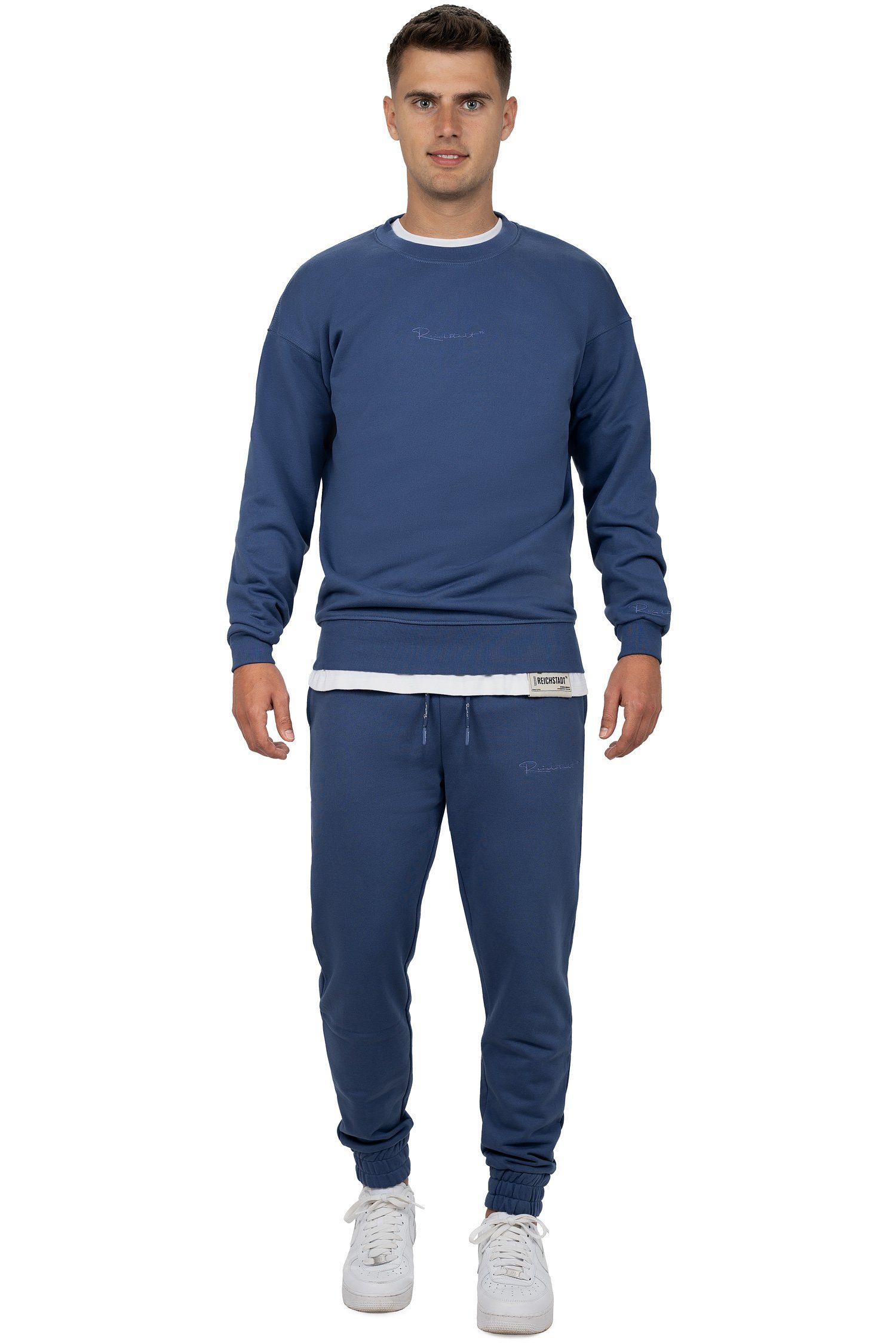Pullover Dunkelblau mit Eleganten Basic Sweatshirt 23RS037 Casual (1-tlg) Reichstadt Details