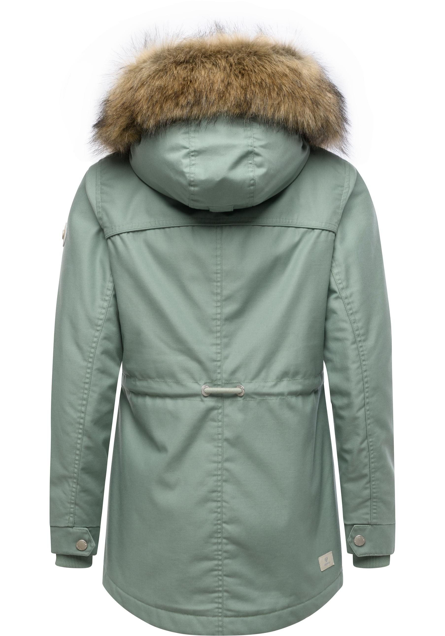 Ragwear Winterjacke Tawny Short YOUMODO Warme Jacke mit großer Kapuze und Kunstfellkragen