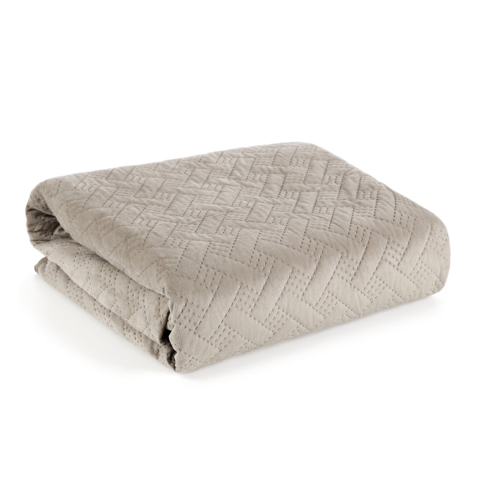 Eurofirany Tagesdecke Tagesdecke 170x210 cm – Modell LUIZ, Beige, Weicher Velours
