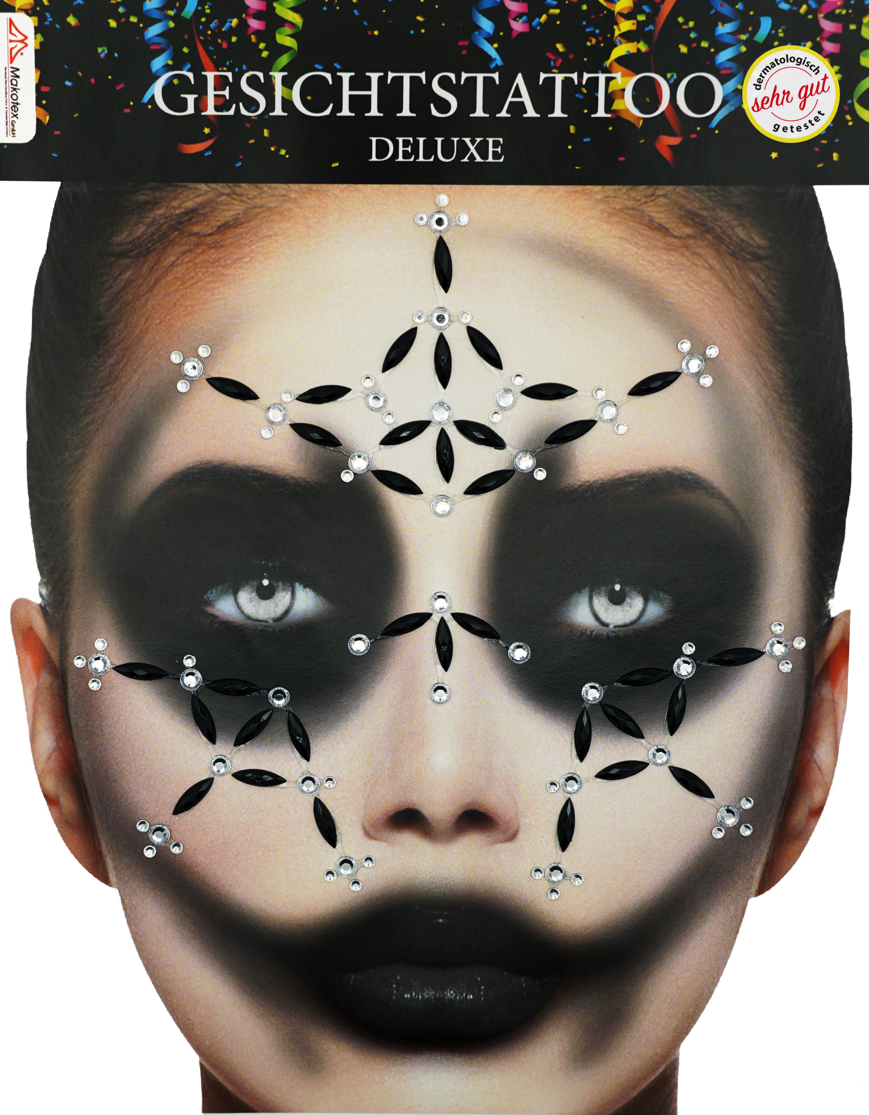 Bock-op-Kölle Strass-Tattoo Bock op Kölle Gesichts Tattoo Deluxe verschiedene Motive