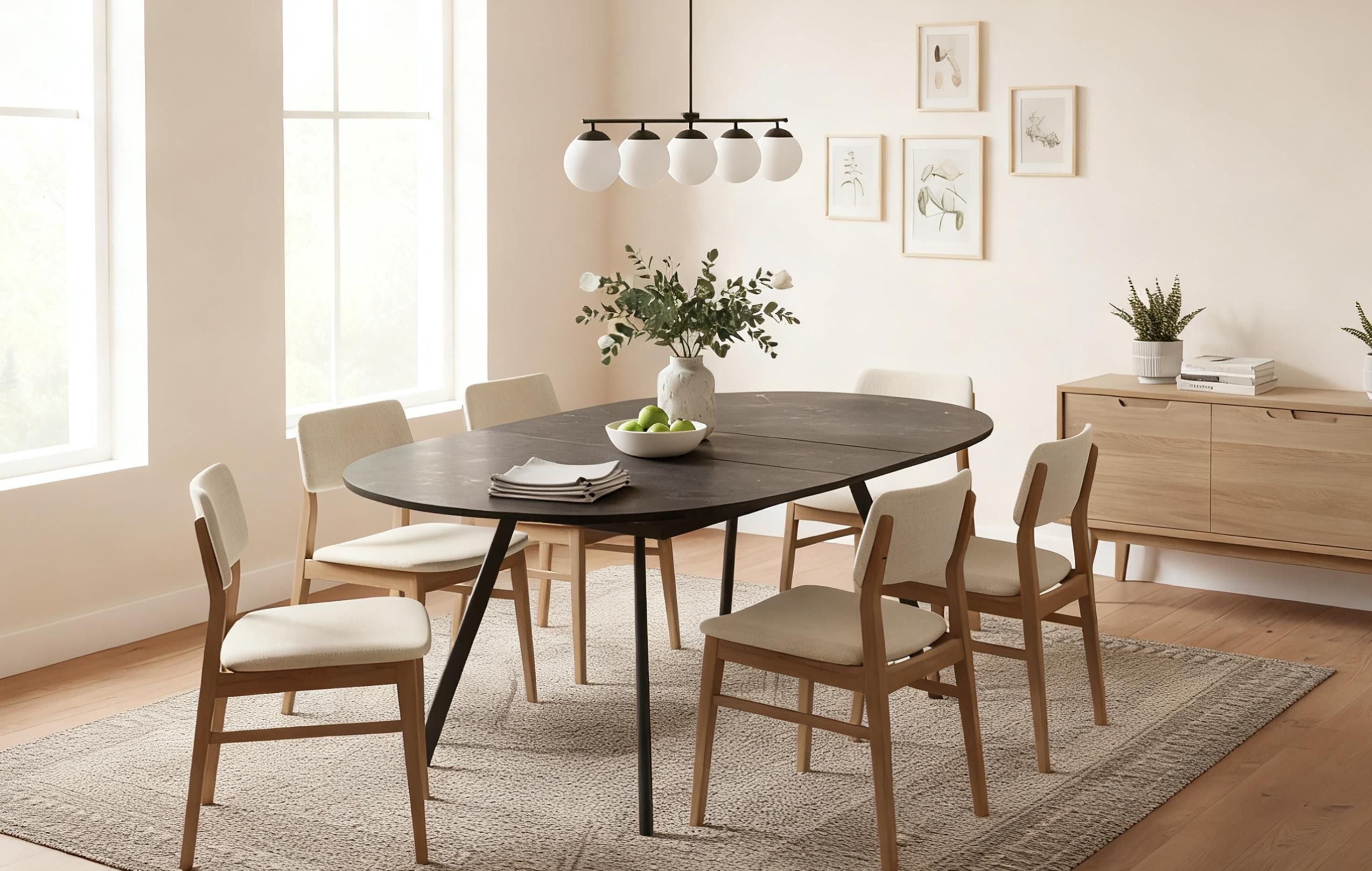 B&D home Esstisch TILL, Metallgestell schwarz oder weiß, ausziehbar 120-160cm, 4-6 Personen