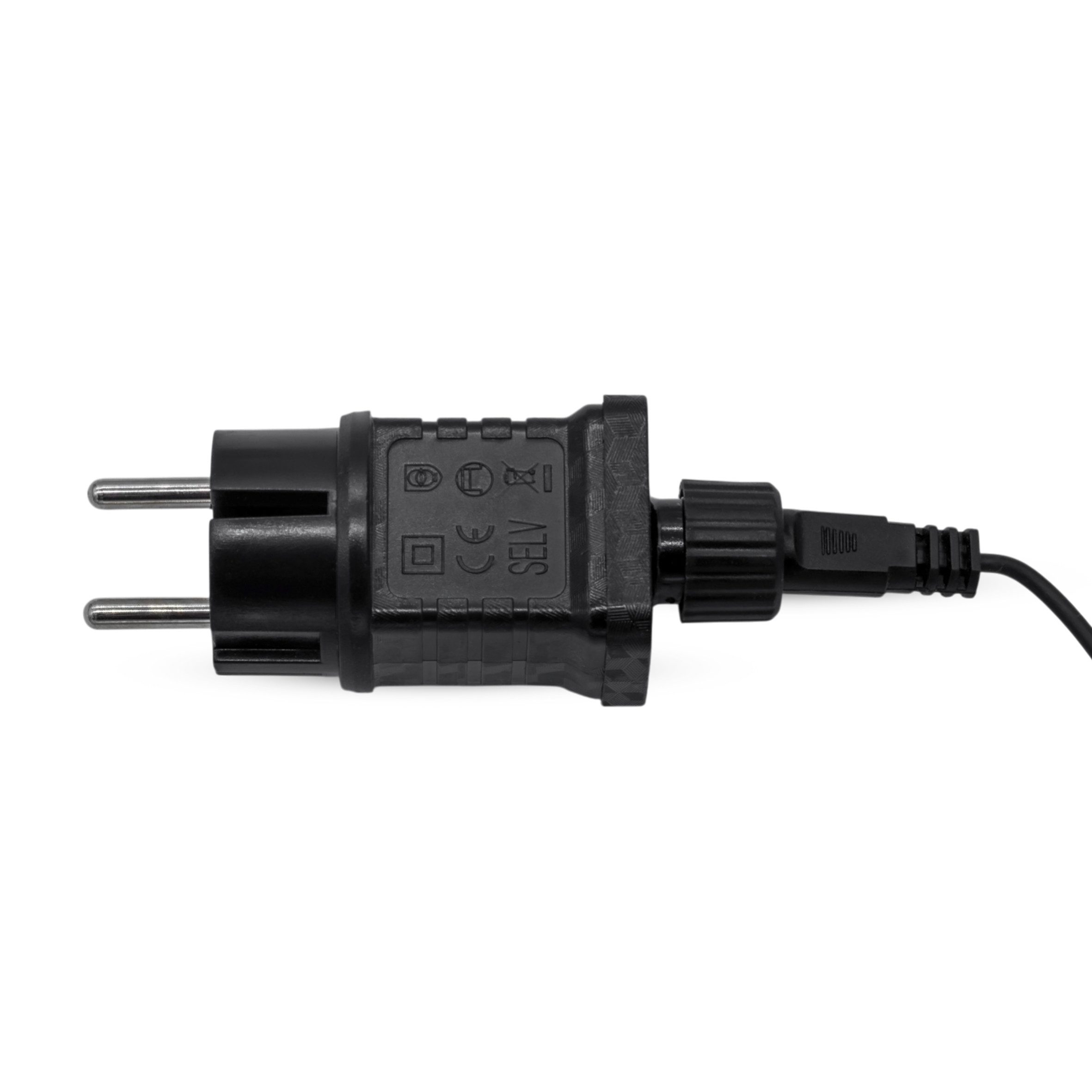 Spetebo LED Gartenleuchte Kunststoff Gehwegleuchte schwarz 4er Set mit Erdspieß kabelgebunden, 4er Set, LED fest integriert, warm weiss, Inklusive Netzstecker – Bild 5 von 5