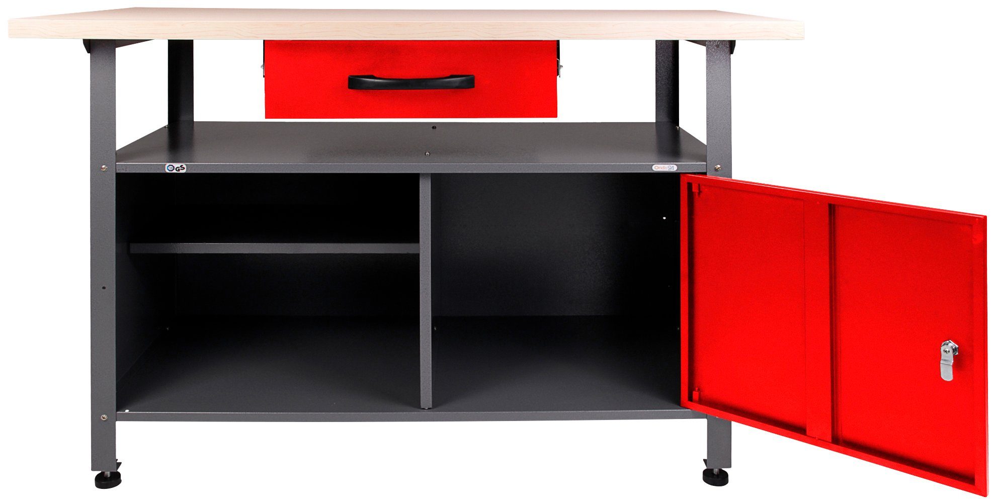 Ondis24 Werkbank Klaus 120 cm Rot 1 Schieber 1 Tür Werkstatteinrichtung günstig online kaufen