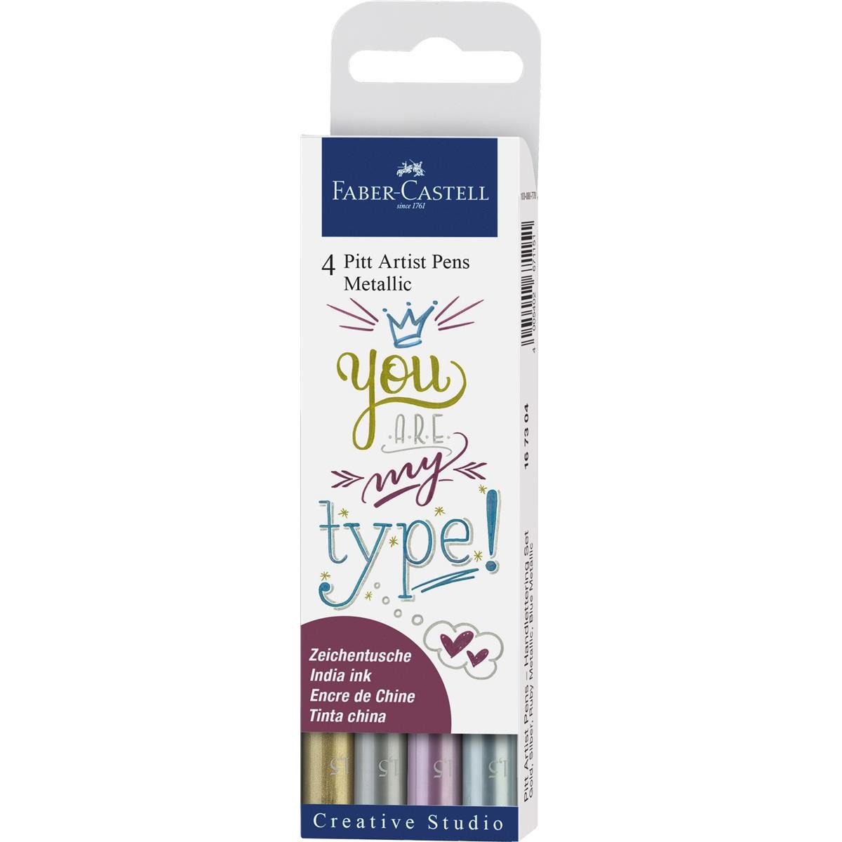 Faber-Castell Künstlerstift Faber-Castell Pitt Artist Pen Tintenschreiber - Metallic - 4er Etui