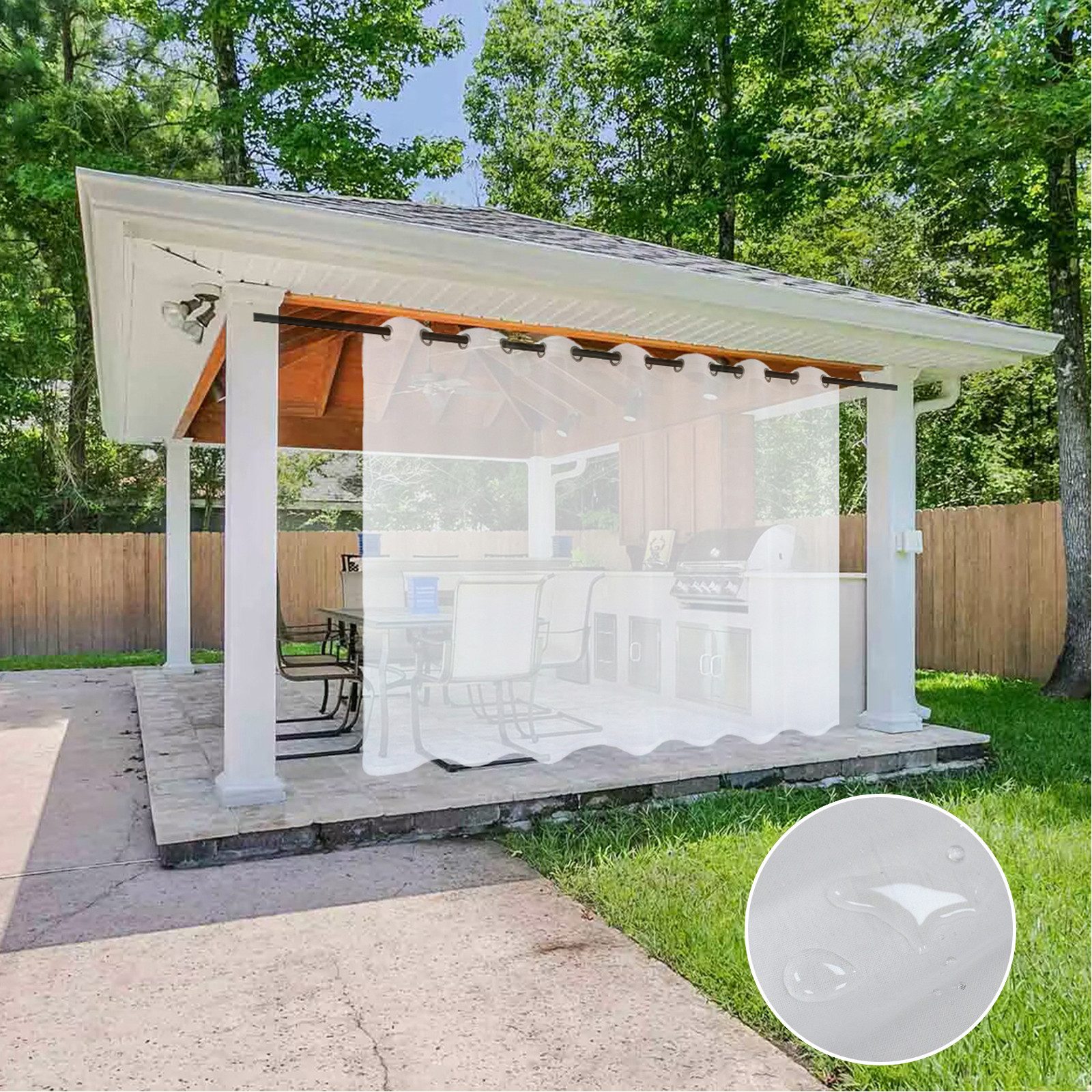 Jibenhome Outdoorvorhang Terrassenvorhang,Transparent Gardinen mit Ösen, günstig online kaufen
