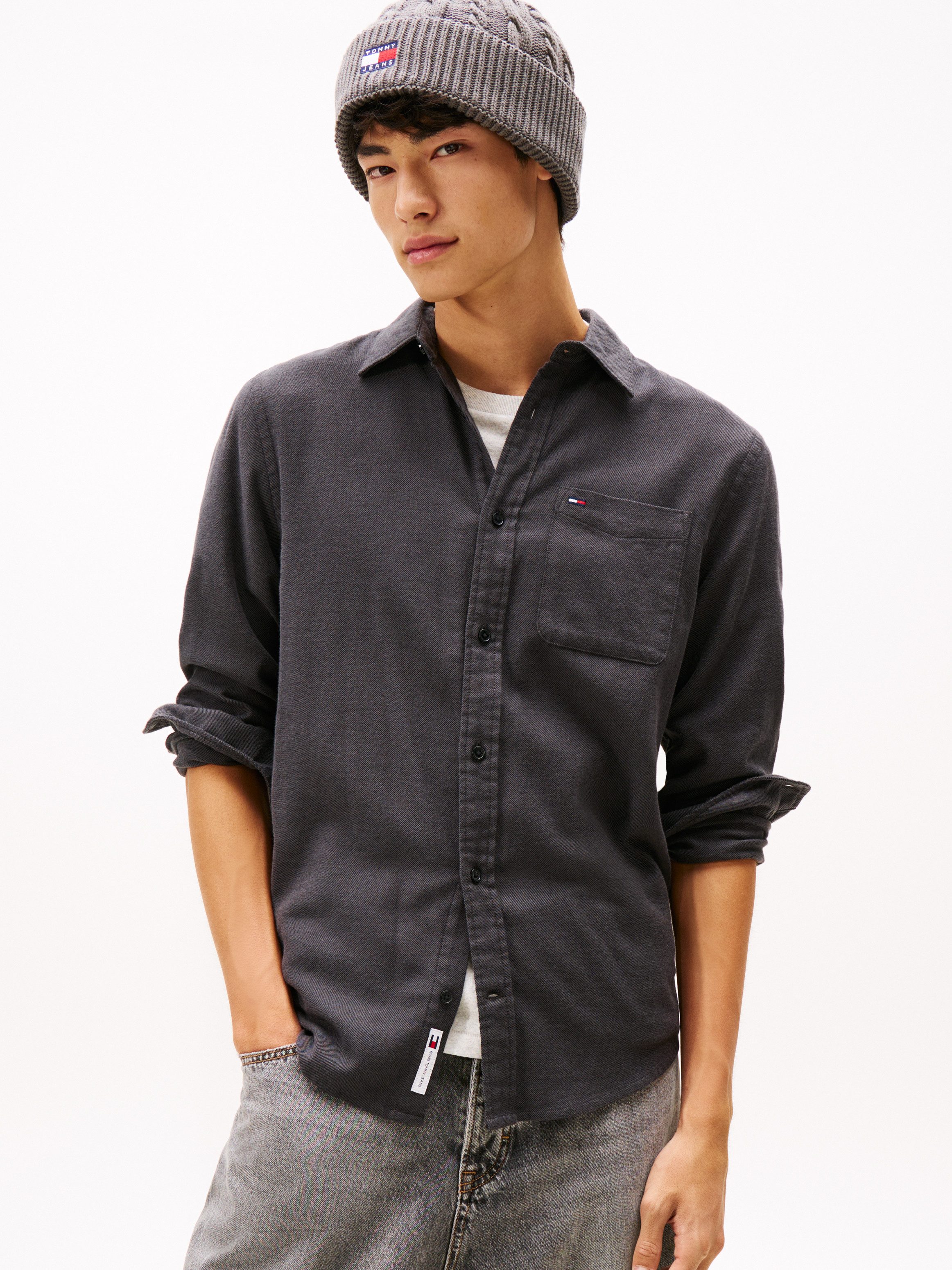 Tommy Jeans Flanellhemd TJM FLANNEL regular fit, Langarmhemd, halbgespreizt günstig online kaufen