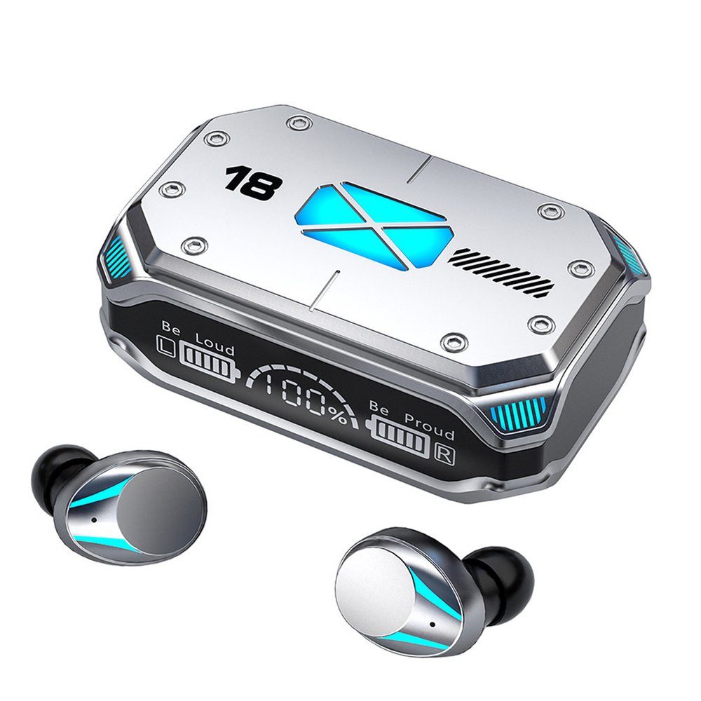 Devenirriche Drahtlose Bluetooth 5.3-Ohrhörer, tiefe Bässe, laute und klare( Silber) Bluetooth-Kopfhörer