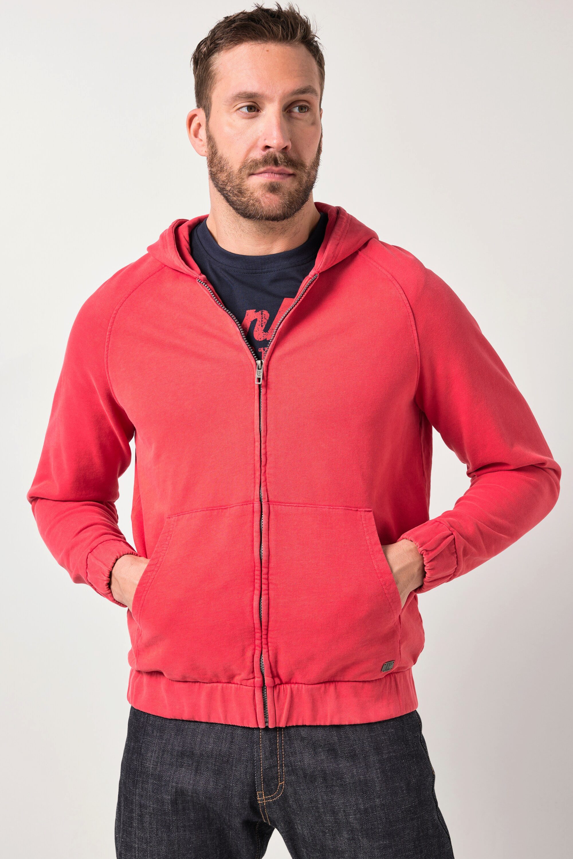 Fleecejacke Sweatjacke Kapuze Vintage Look Zipper