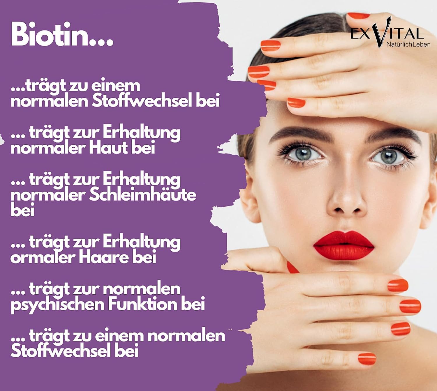 Biotin Tabletten 10.000 µg für Haare, Haut und Fingernägel Tabletten, 91,25 g