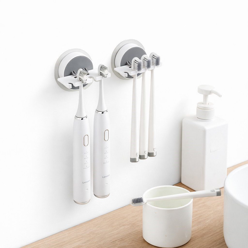 FOUORTUNATE-BEE Zahnputzbecher Zahnbürstenhalter Wandmontage, Selbstklebend Ohne Bohren, 2er Set, (2-St), Zahnbürstenhalter Wandhalter Bad selbstklebend Organizer 2 Stück
