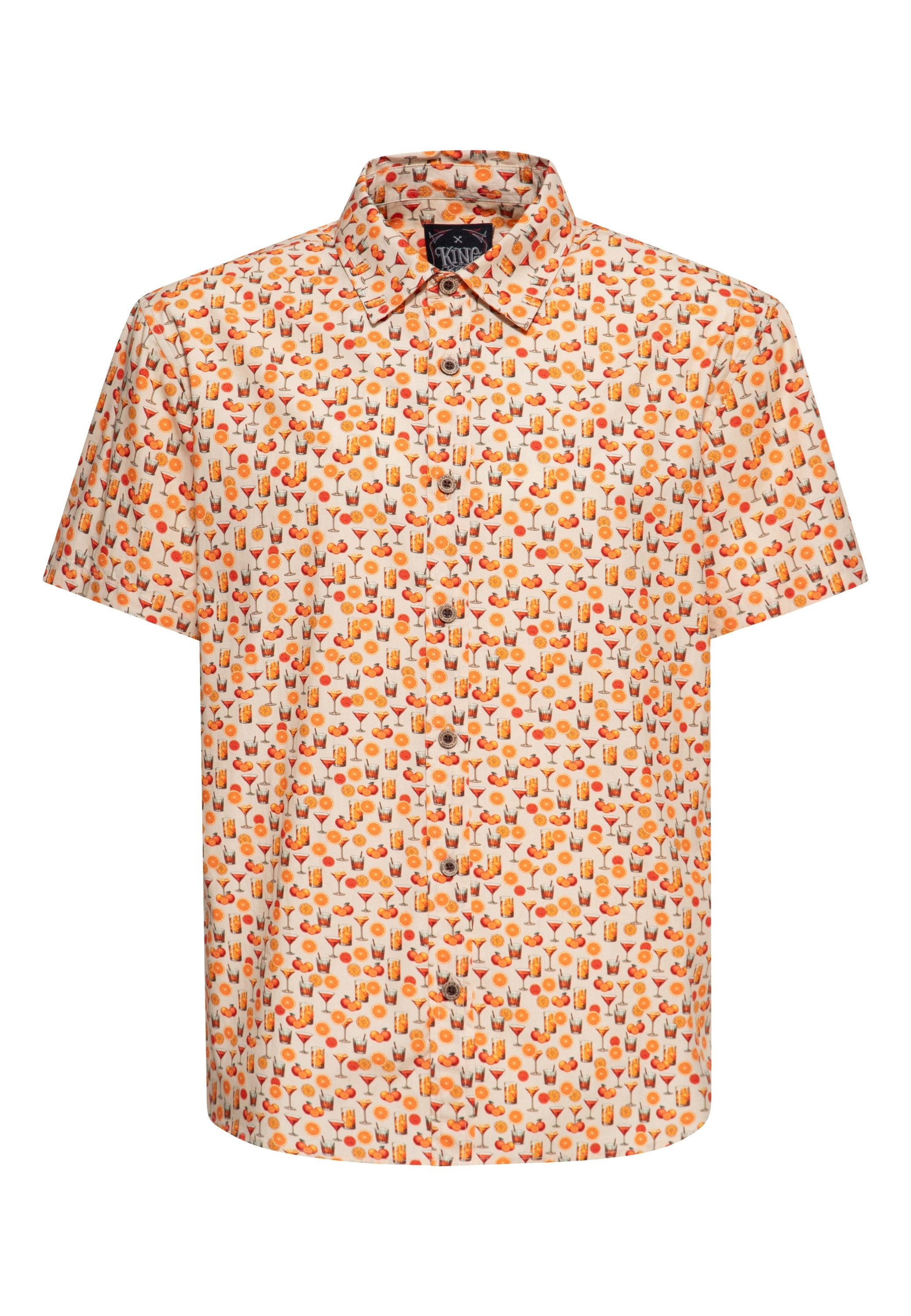KingKerosin Kurzarmhemd Citrus Cocktail mit Zitrus-Cocktail Allover-Print