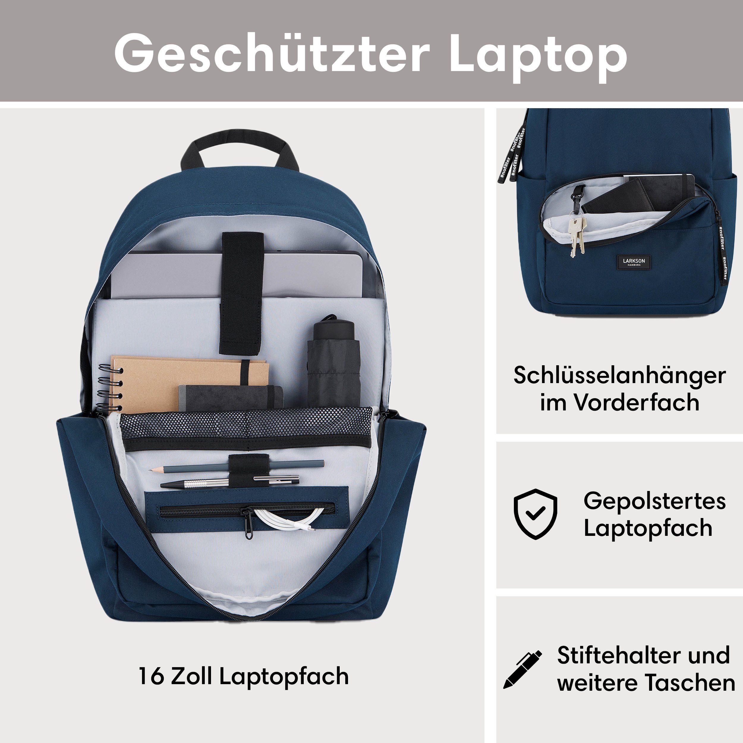 LARKSON Schulrucksack No 3 Rucksack Schule Mädchen Jungen Teenager (1-tlg), Seitentasche, Laptopfach, Wasserabweisend
