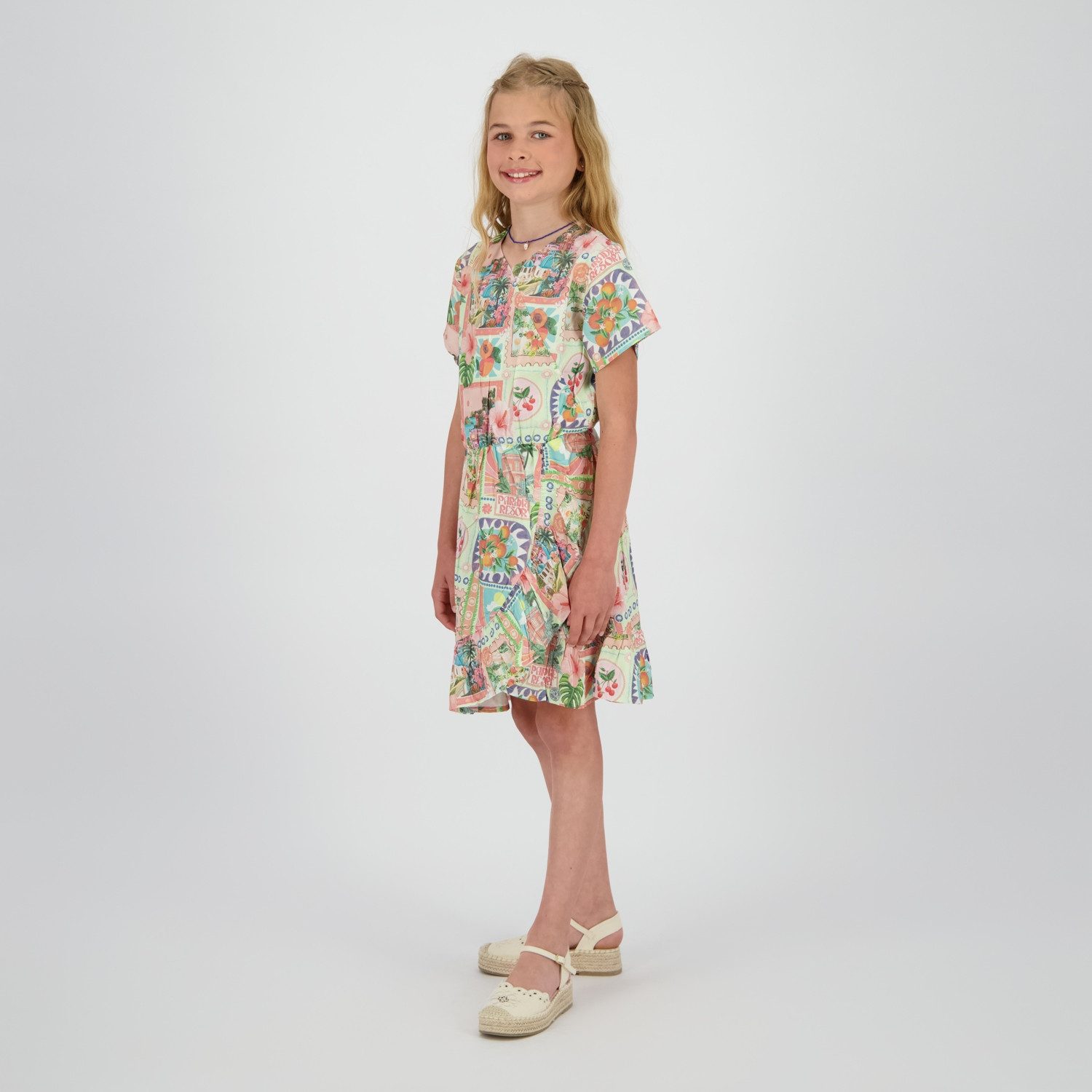 Vingino Sommerkleid mit Allover-Muster und Rüschen