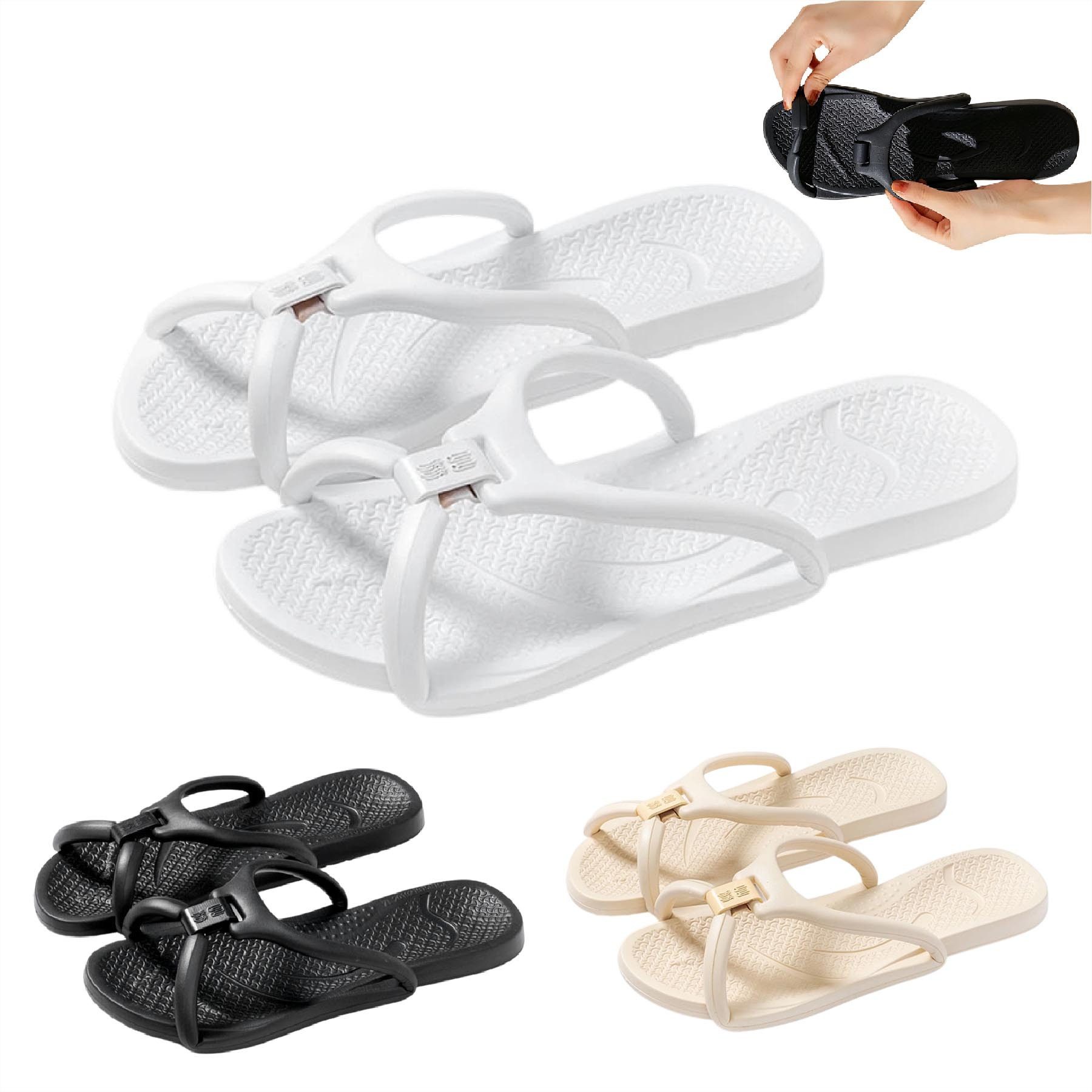 Mutig Badeschuhe Damen Herren,Reise Hausschuhe, Badeschlappen Leicht Badeschuh (Schlappen Flops,Dusche faltbare Schuhe schnelltrocknend rutschfest, EVA-Material, für Sommer, Indoor, Outdoor, Spa, tragbar, Hotel) für Badezimmer, Schlafzimmer, Wohnzimmer, Strand, Freizeit