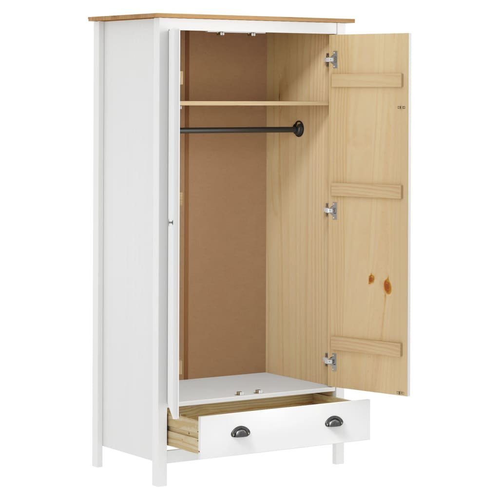 furnicato Kleiderschrank mit 2 Türen Weiß Hill (1-St) Kiefernholz 89x50x170 cm