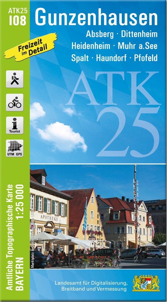 ATK25-I08 Gunzenhausen (Amtliche Topographische Karte 1:25000) / diverse, Absberg, Dittenheim, Heidenheim, Muhr a.See, Spalt, Haundorf, Pfofeld